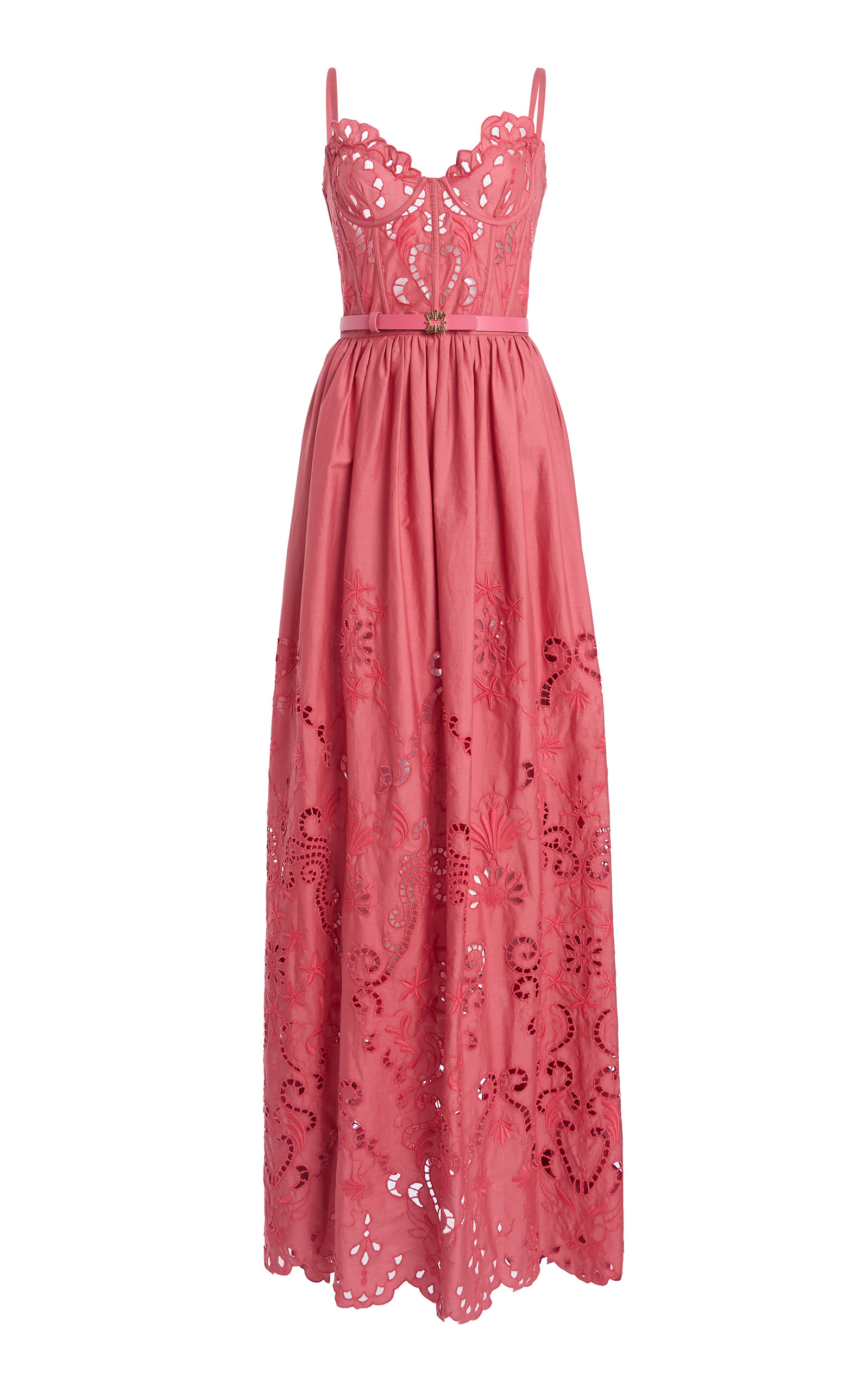 Shop Zuhair Murad Eyelet Cotton Maxi Dress In Pink