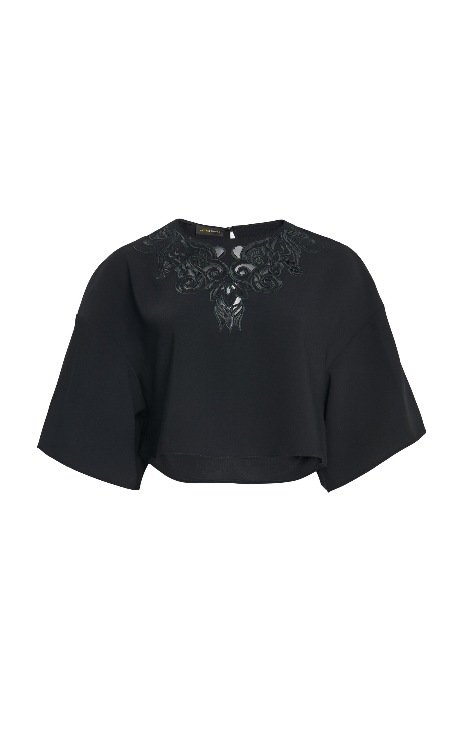 Shop Zuhair Murad Eyelet Cropped Top In Black