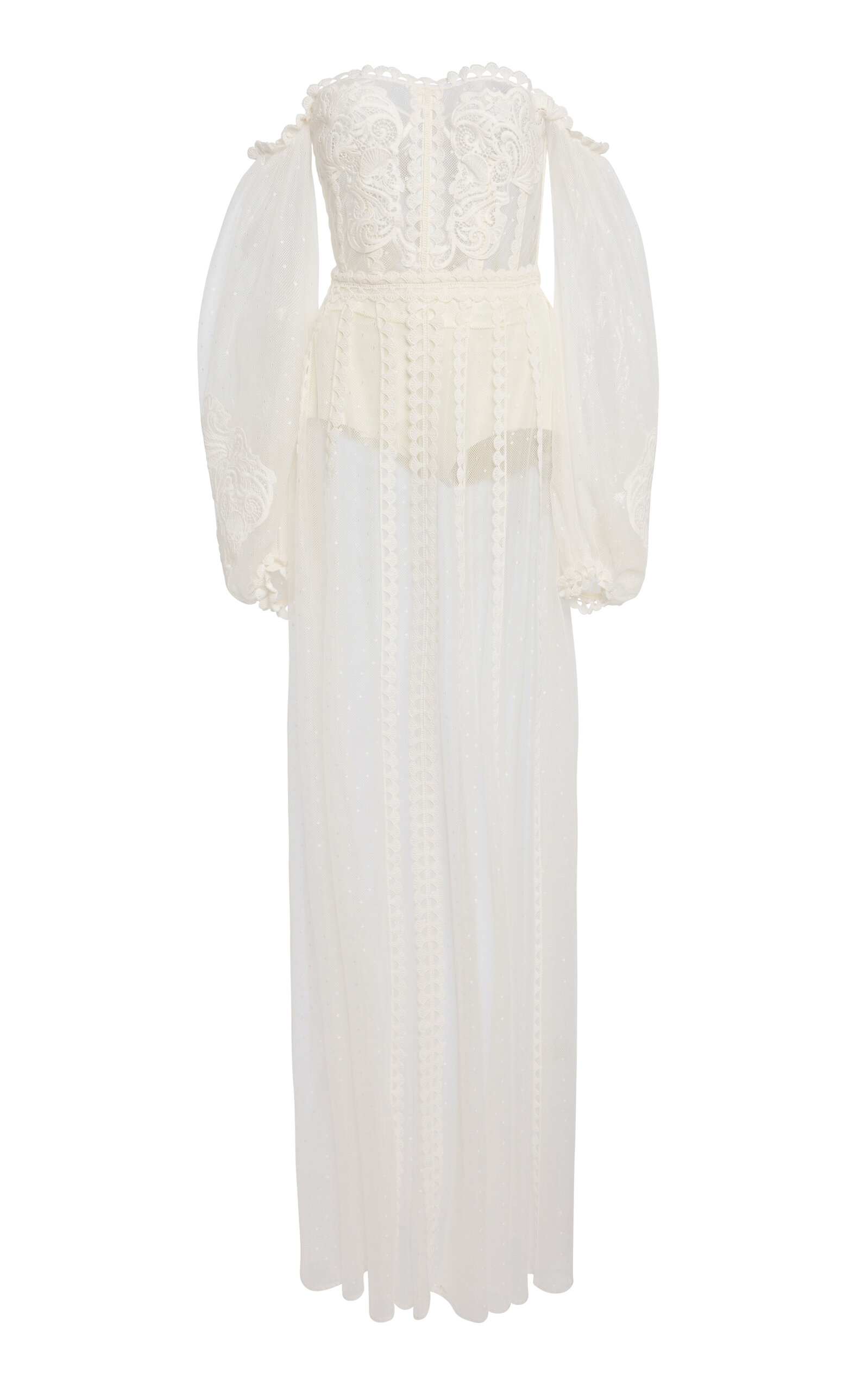 Shop Zuhair Murad Off The Shoulder Embroidered Maxi Dress In White