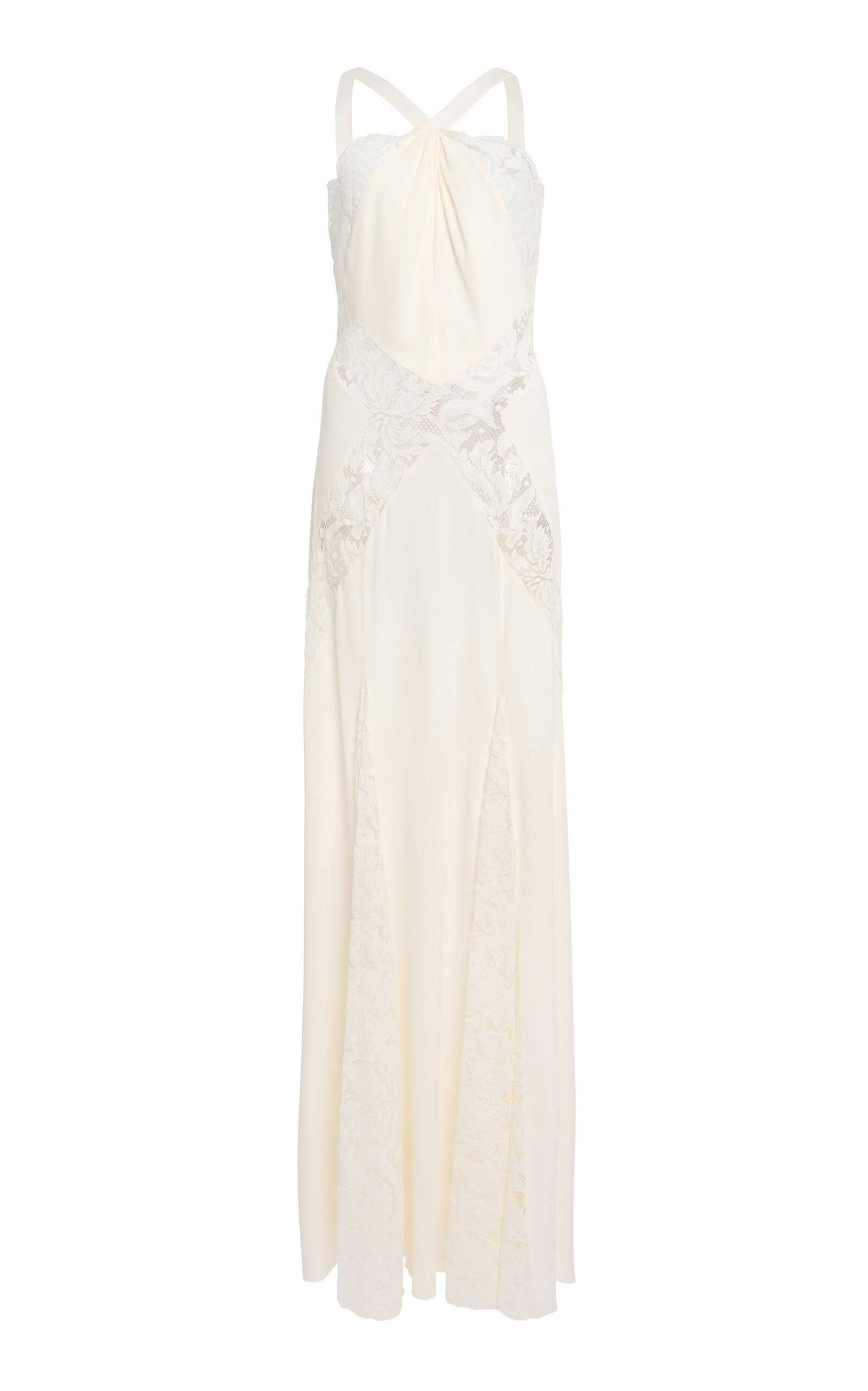 Shop Zuhair Murad Lace Sleeveless Crossneck Maxi Dress In White