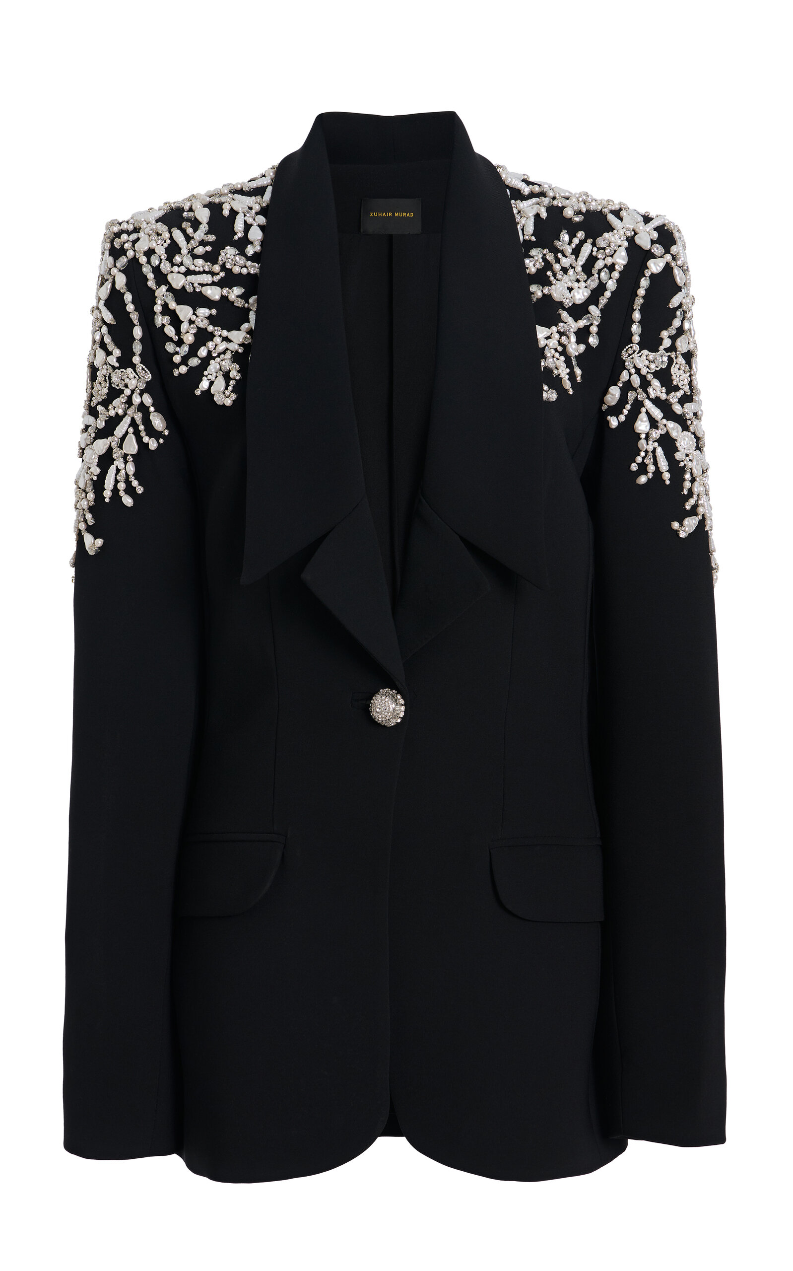 Shop Zuhair Murad Embellished Deep V Blazer In Multi