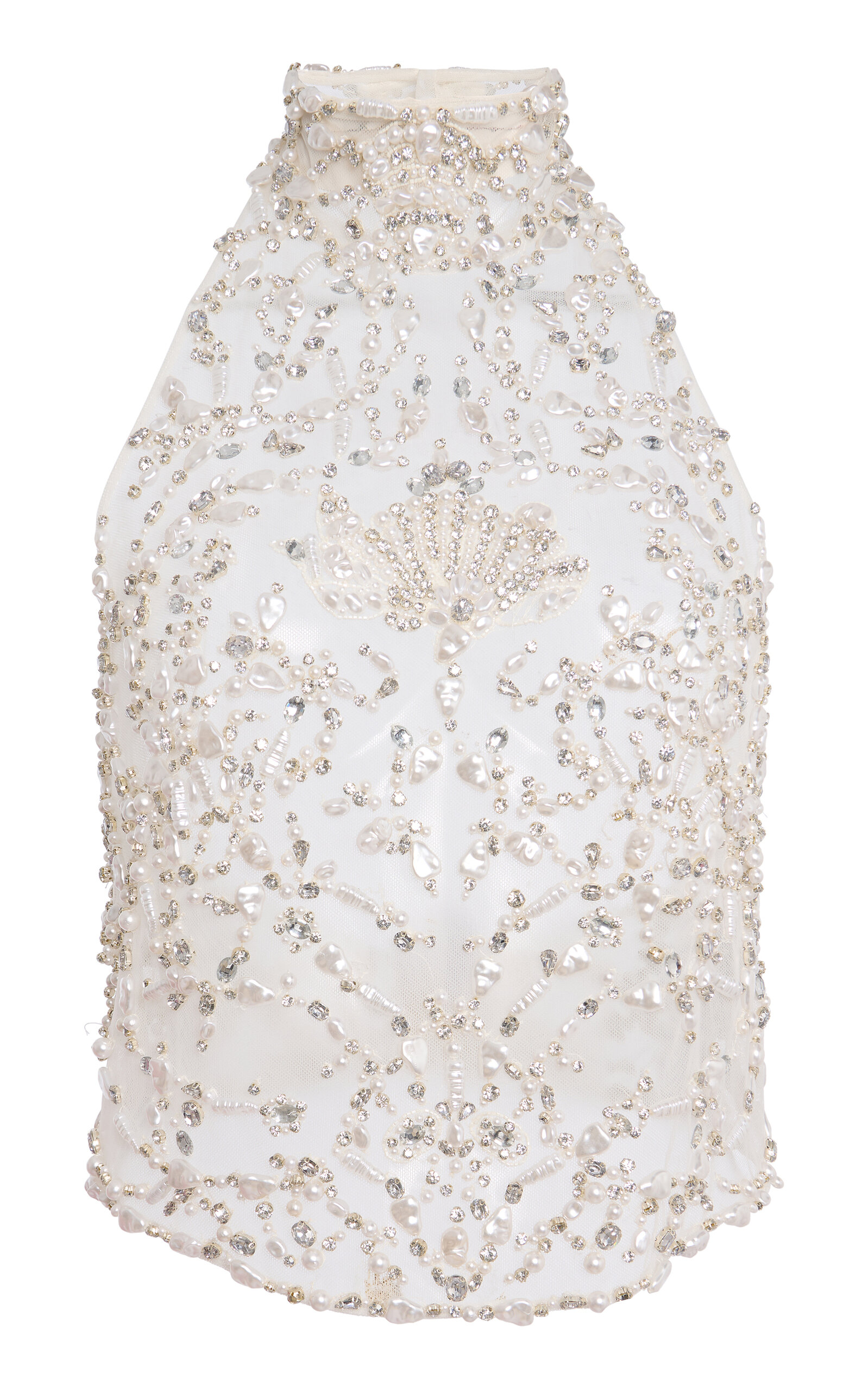 Shop Zuhair Murad Sleeveless Embellished Halter-neck Top In White