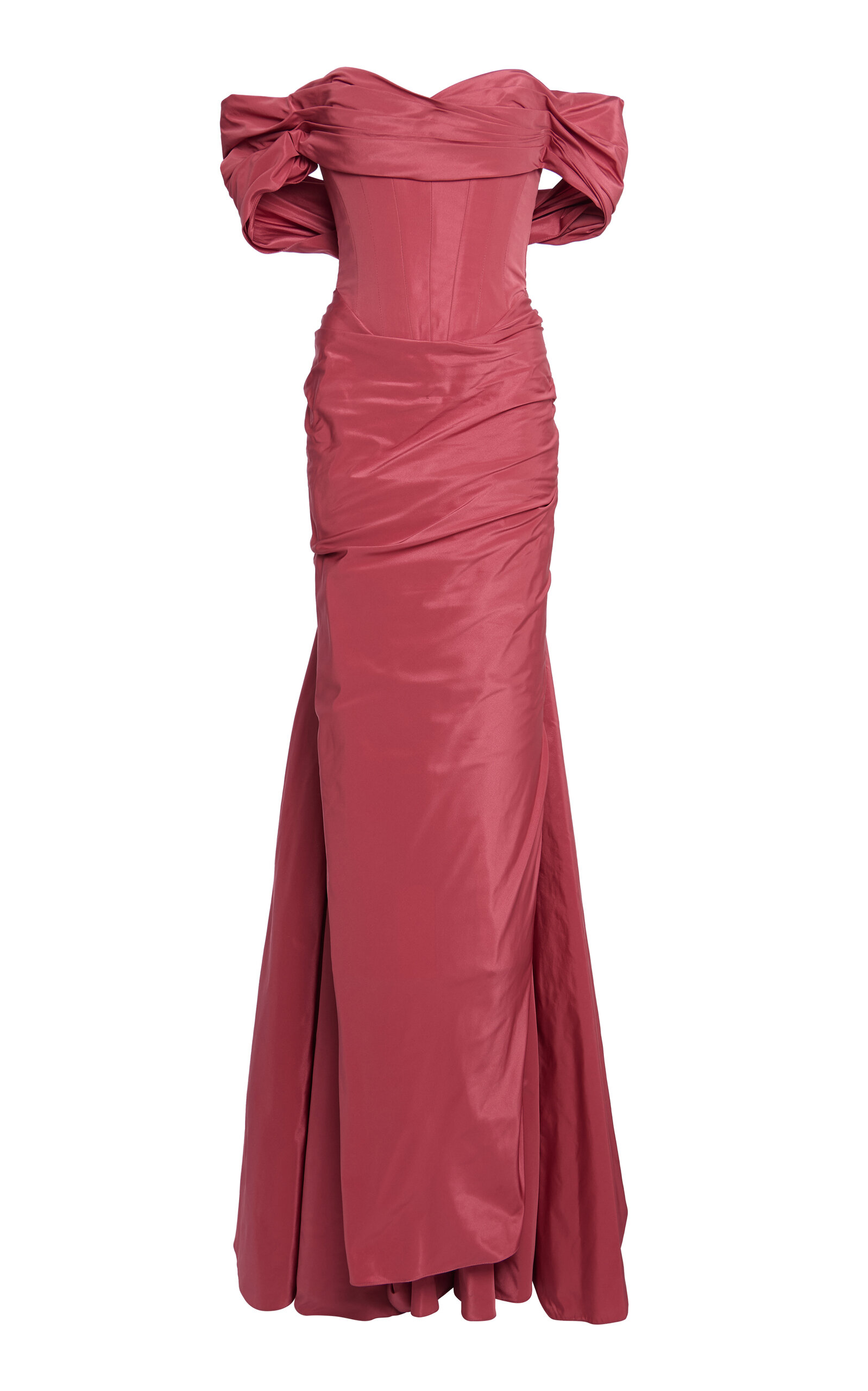 Shop Zuhair Murad Off The Shoulder Draped Gown In Pink