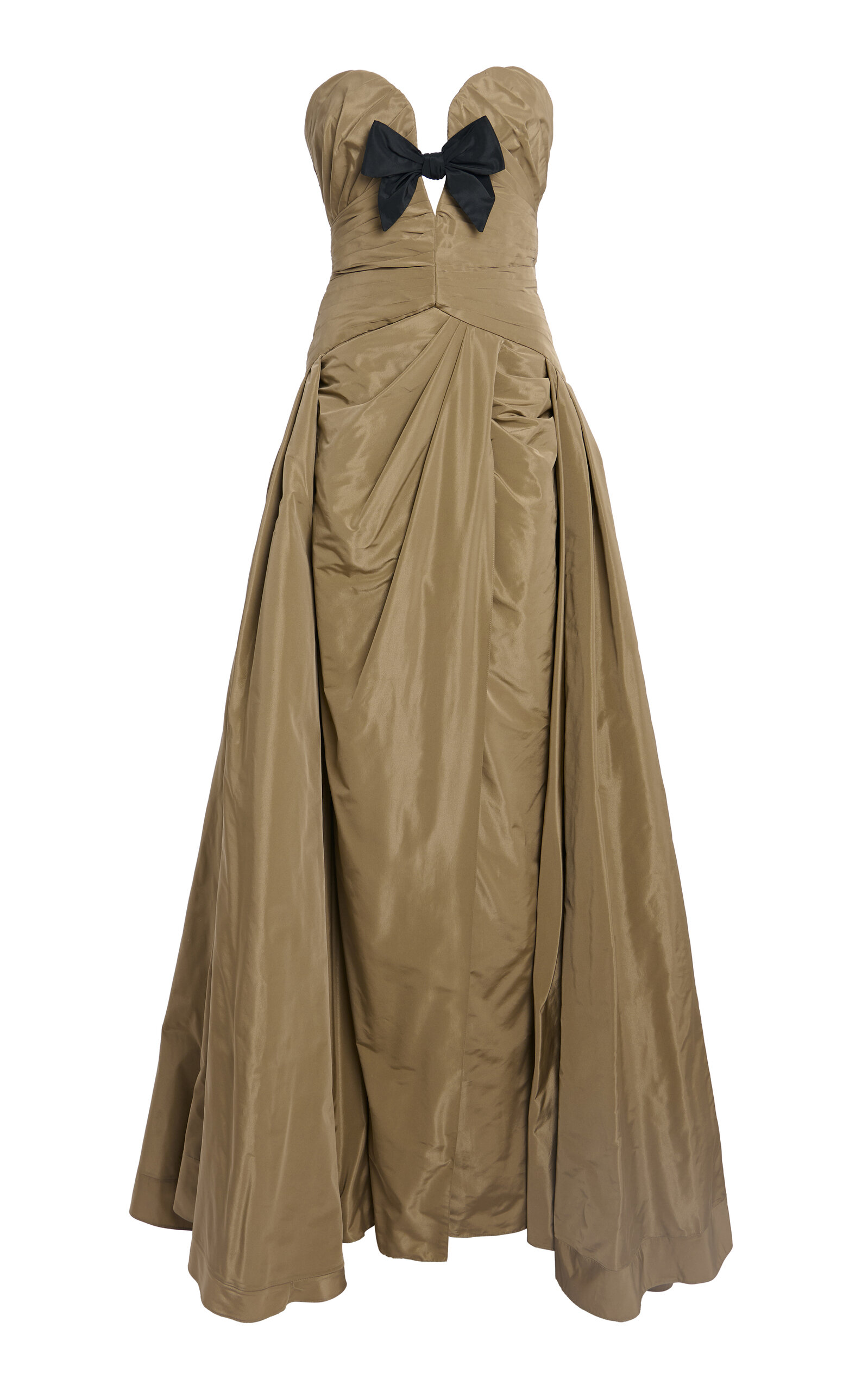 Shop Zuhair Murad Strapless Bow Embellished Gown In Green