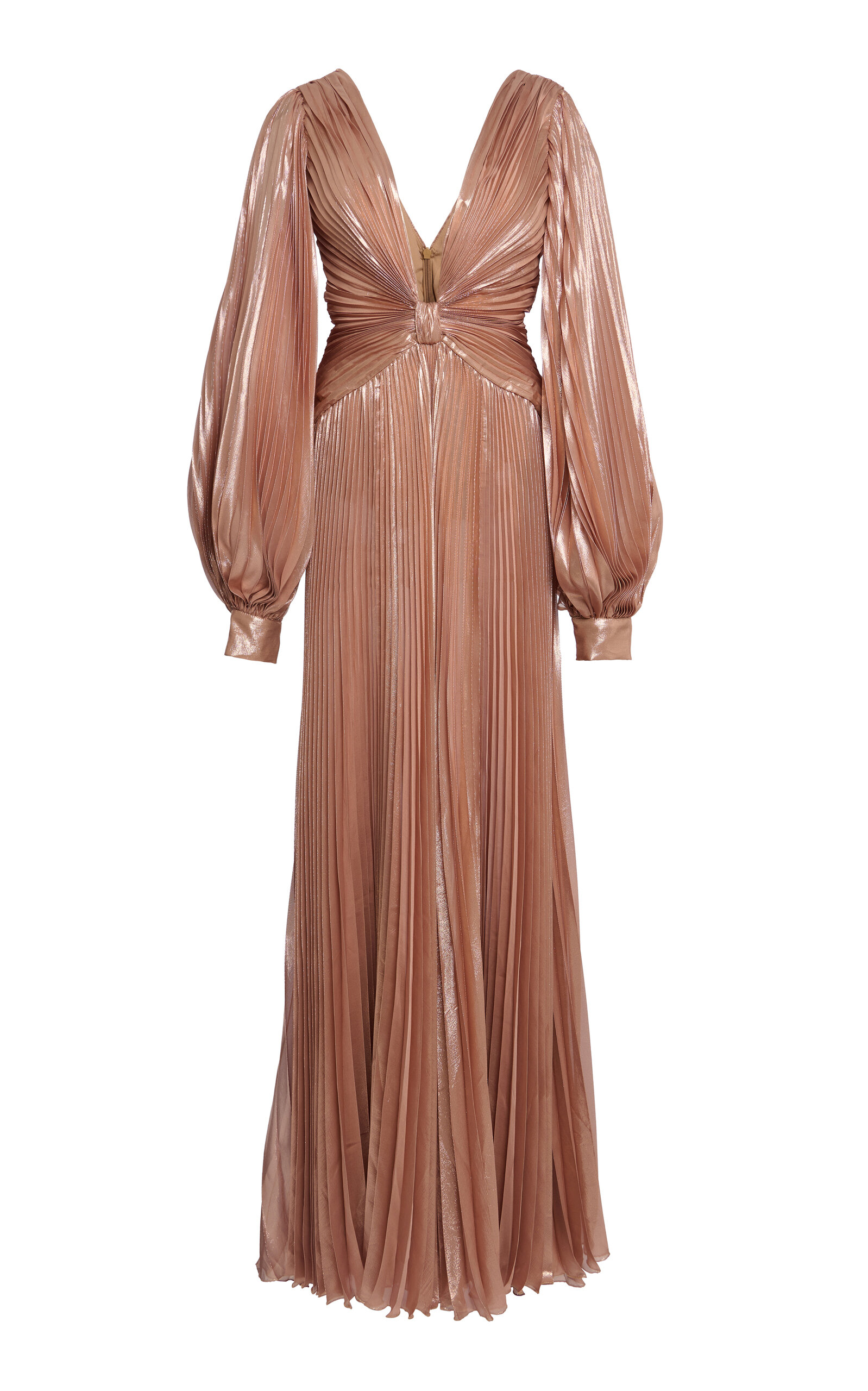 Shop Zuhair Murad Deep V Silk-blend Gown In Neutral