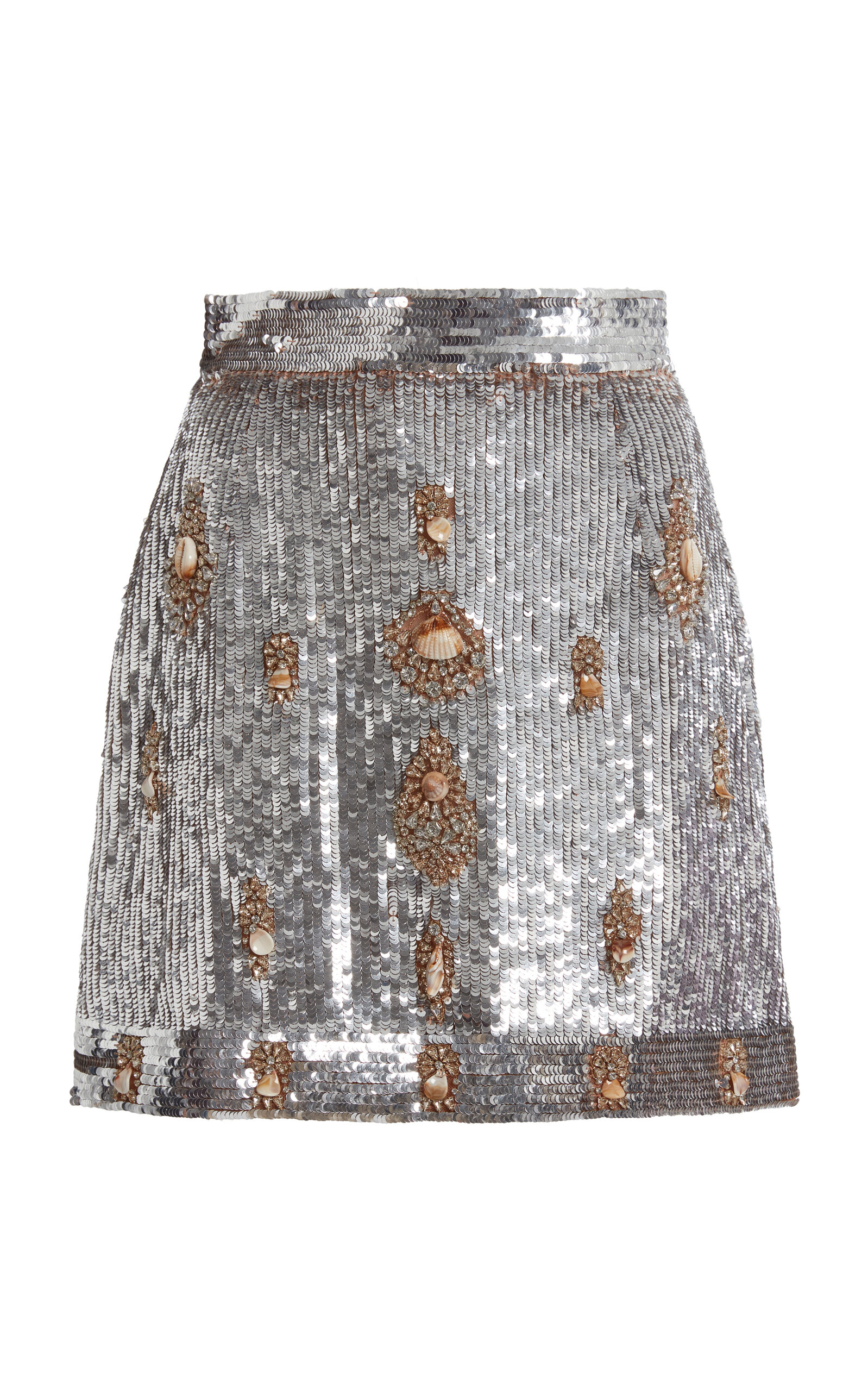 Shop Zuhair Murad Sequin Embroidered Mini Skirt In Metallic