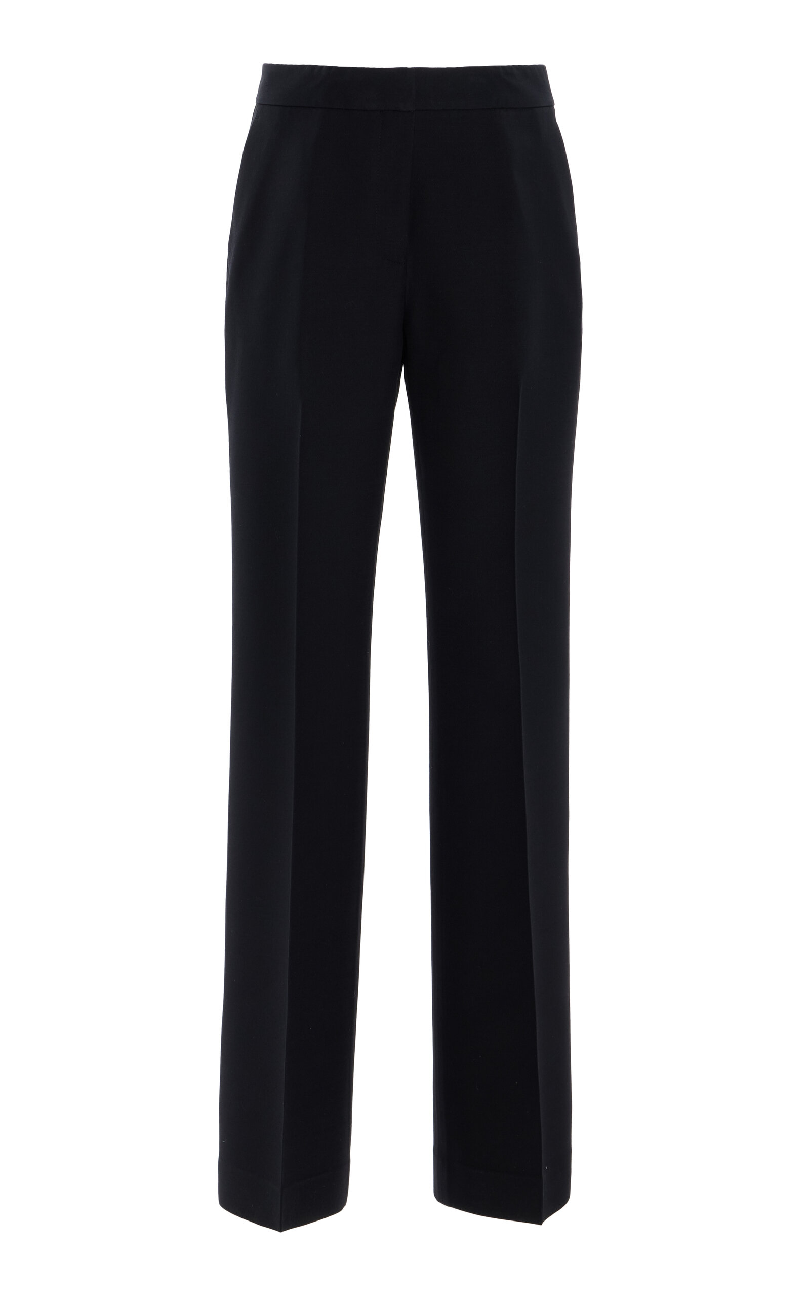 Shop Lafayette 148 Saint Marks Wool-silk Crepe Flared Pants In Black