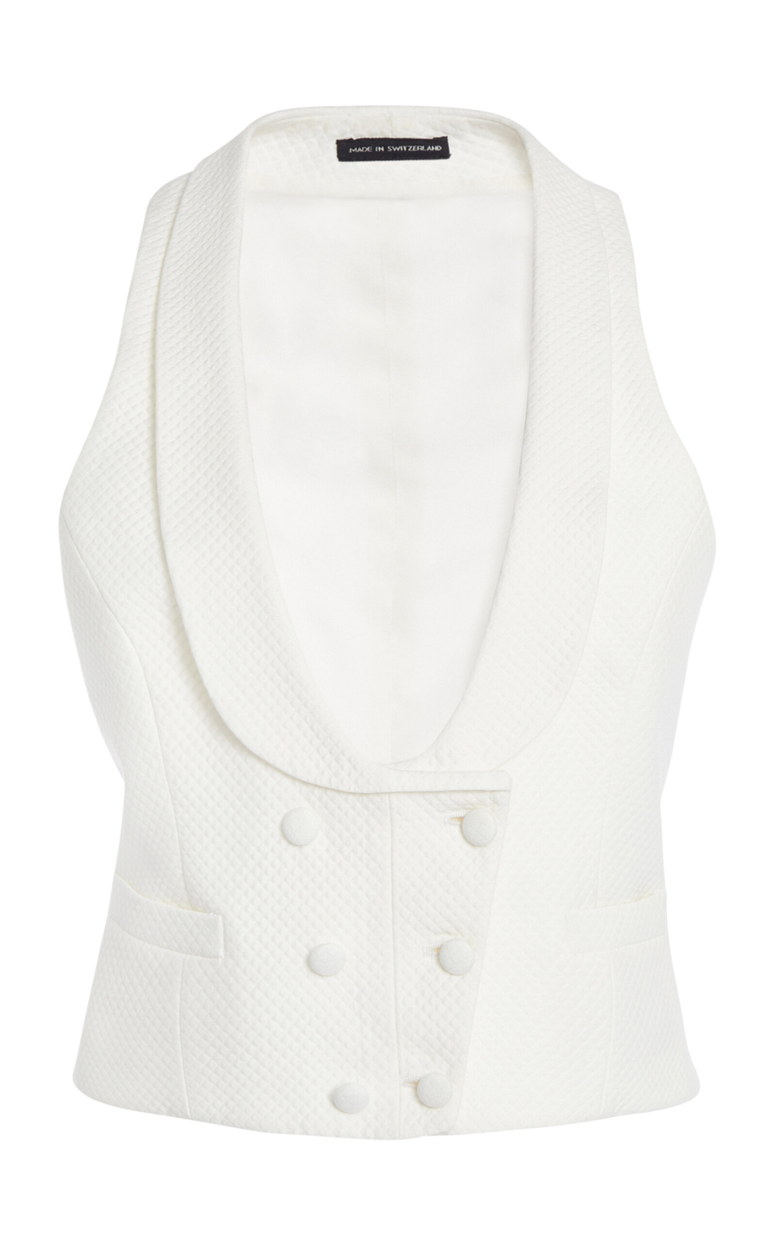 Tom Ford Double-breasted Cotton-silk Pique Waistcoat In White