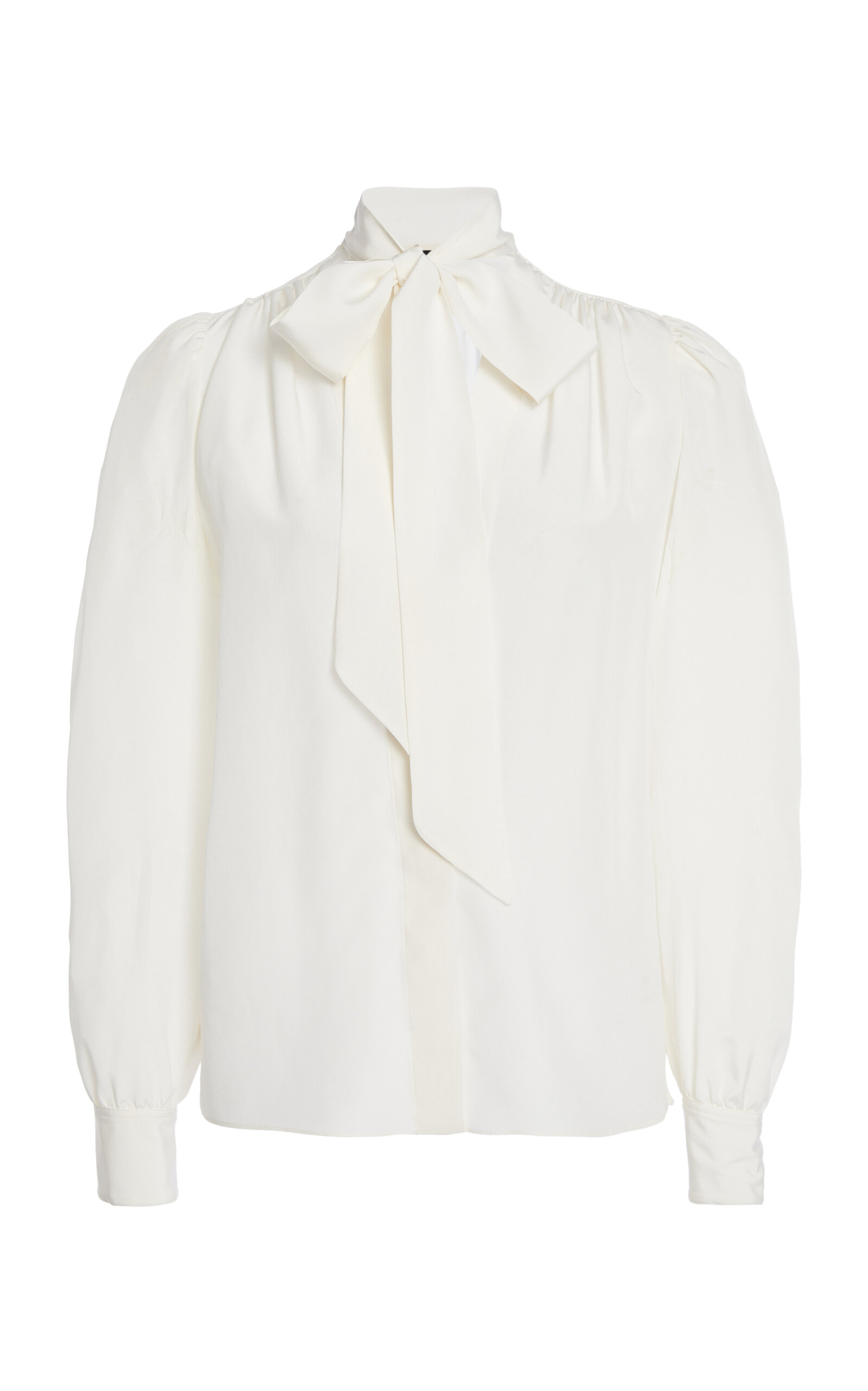 Tom Ford V-neck Silk Crepe De Chine Blouse In Off-white