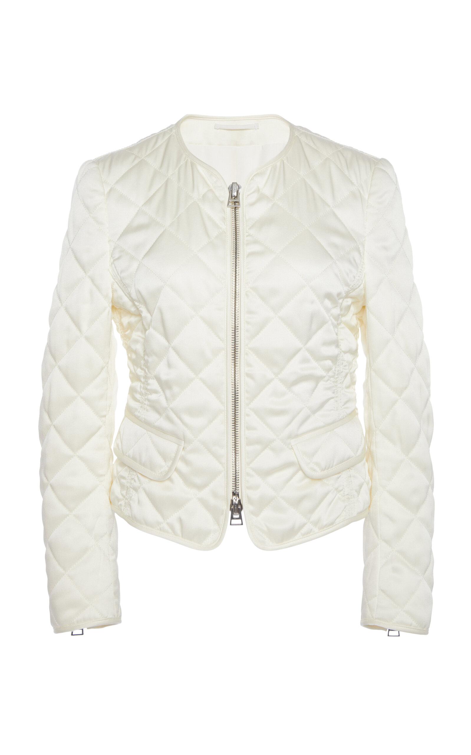 Tom Ford Quilted Double-faced Silk-satin Jacket In Off-white