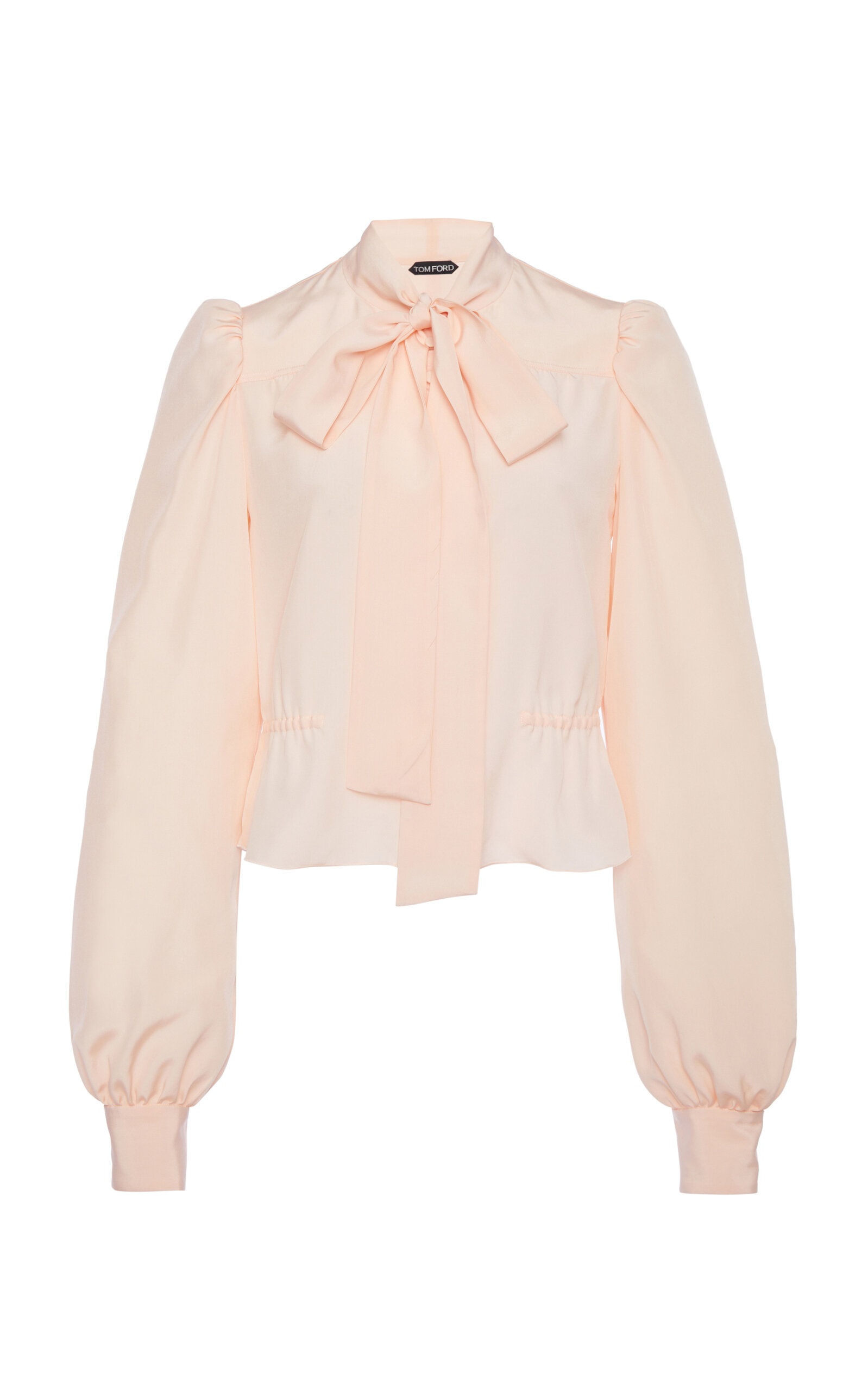 Tom Ford Gathered Silk Crepe De Chine Blouse In Light Pink