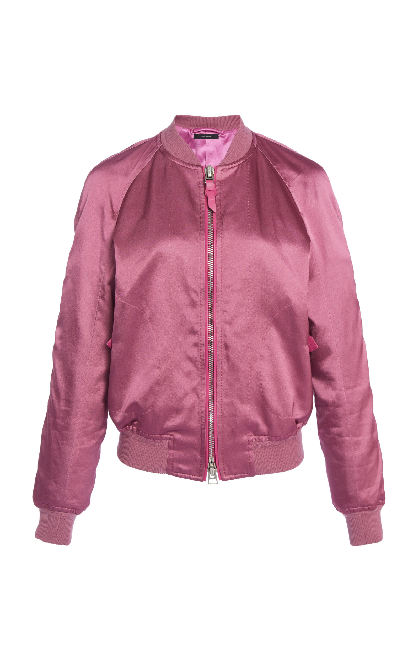 Tom Ford Gathered Satin Bomber Jacket In Fuchsia