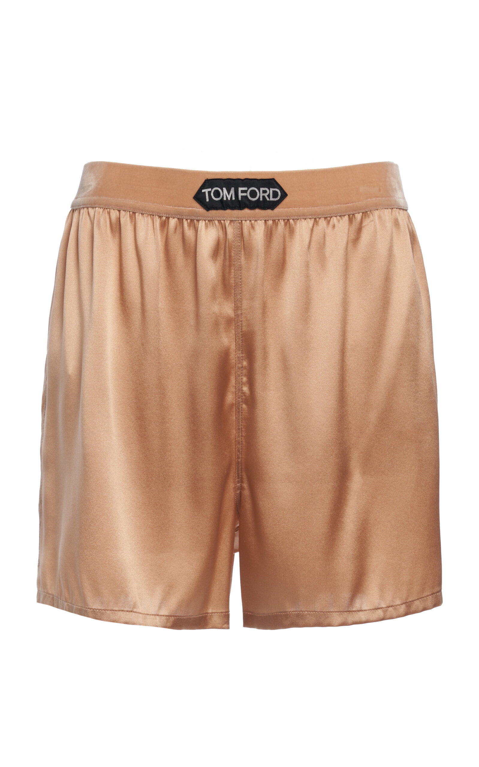 Tom Ford Logo Silk-satin Pajama Shorts In Nude