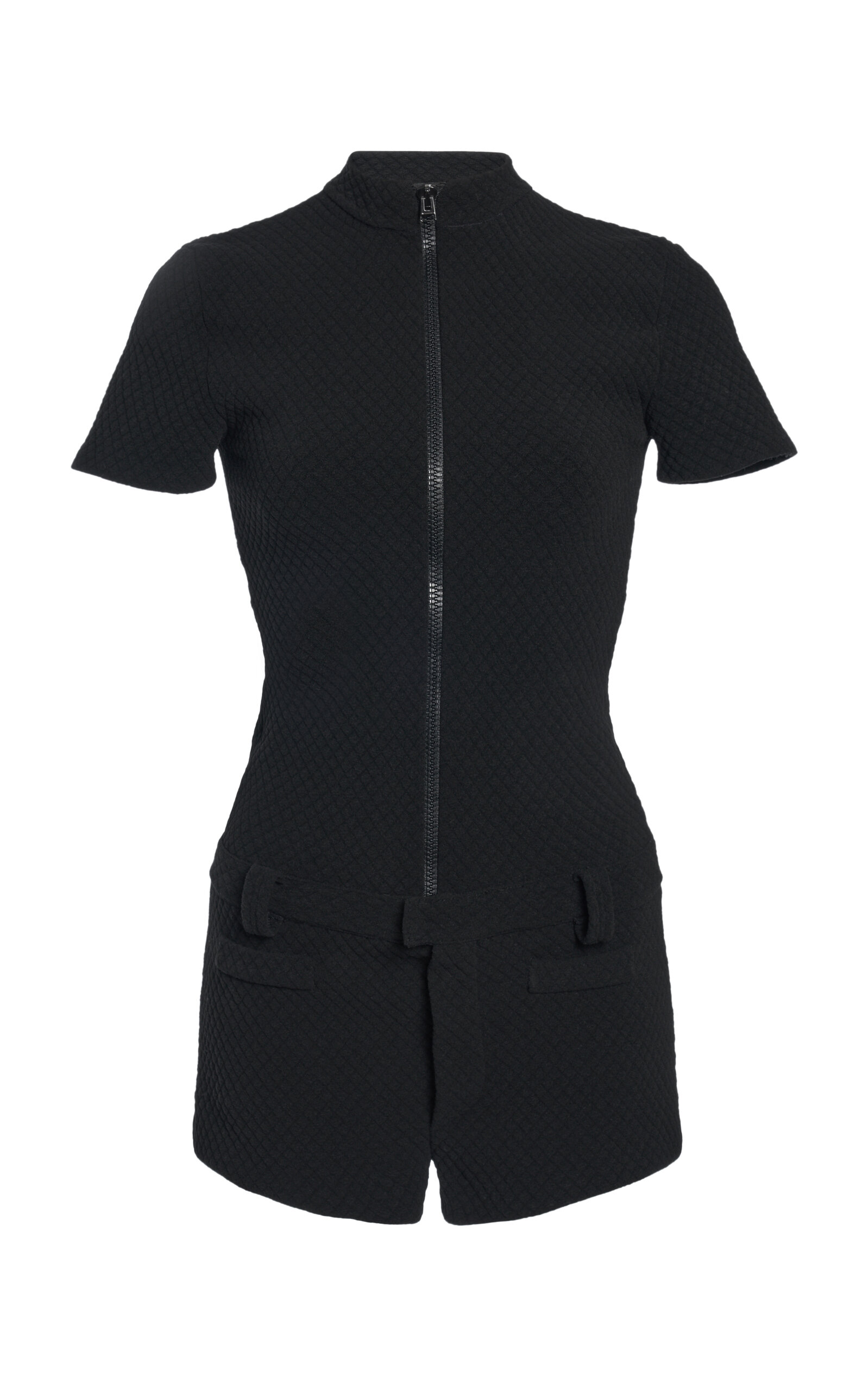 Tom Ford Mockneck Matelassé Playsuit In Black