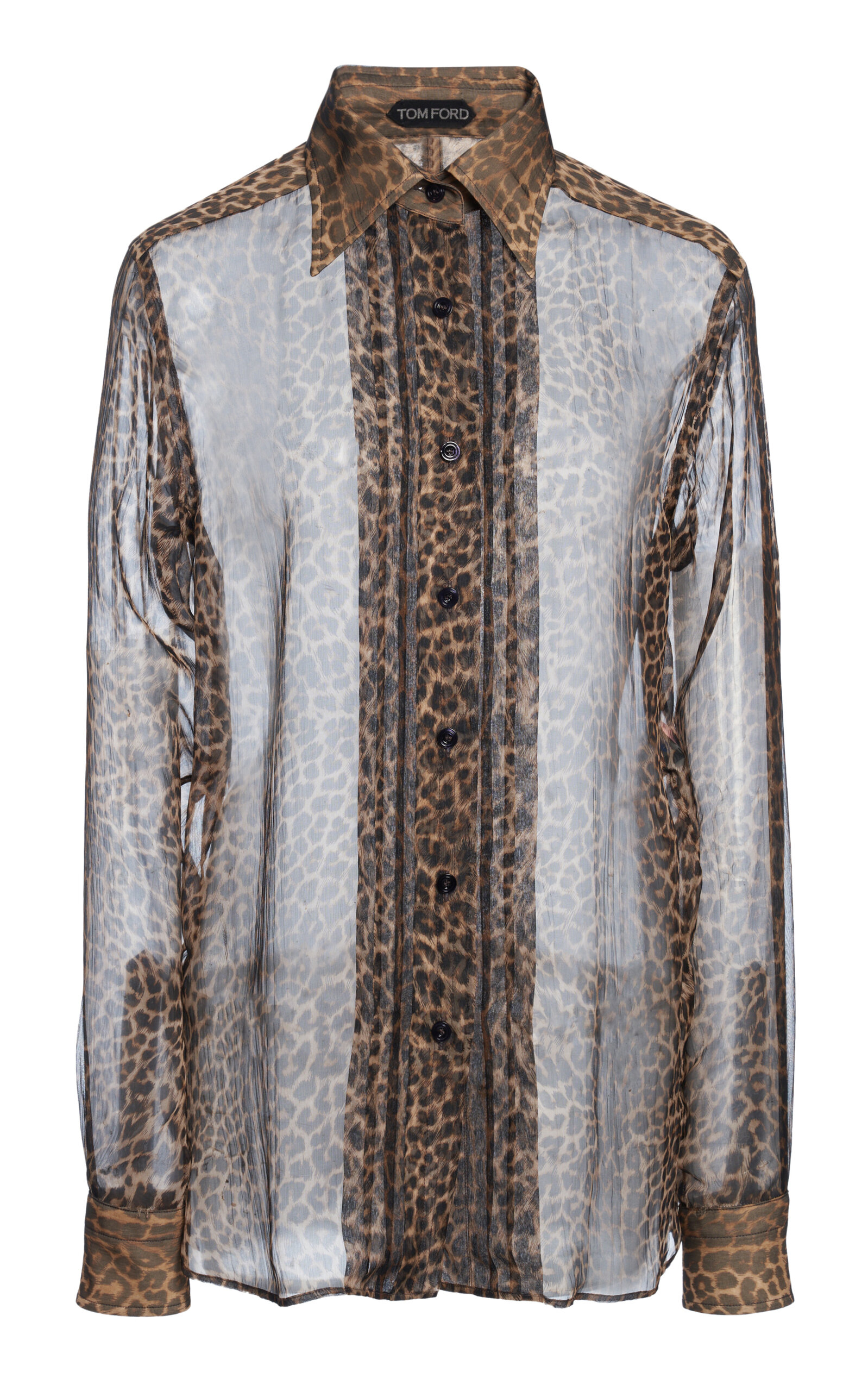 Tom Ford Printed Silk-chiffon Crepeon Shirt In Animal