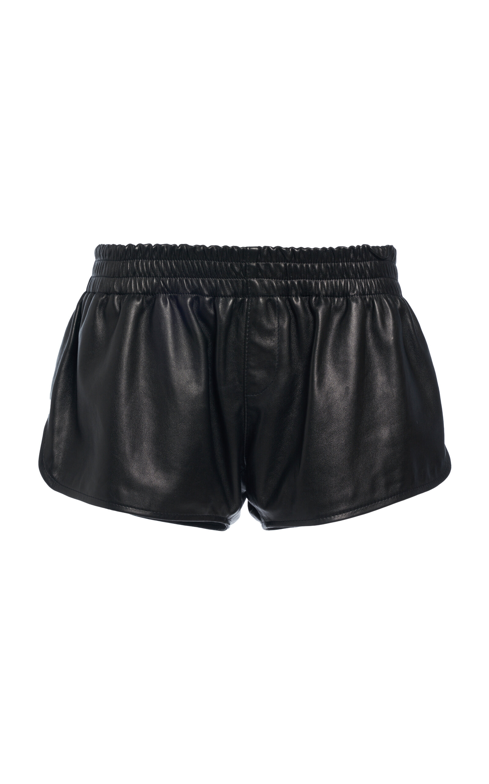 Tom Ford Elastic Leather Mini Shorts In Black