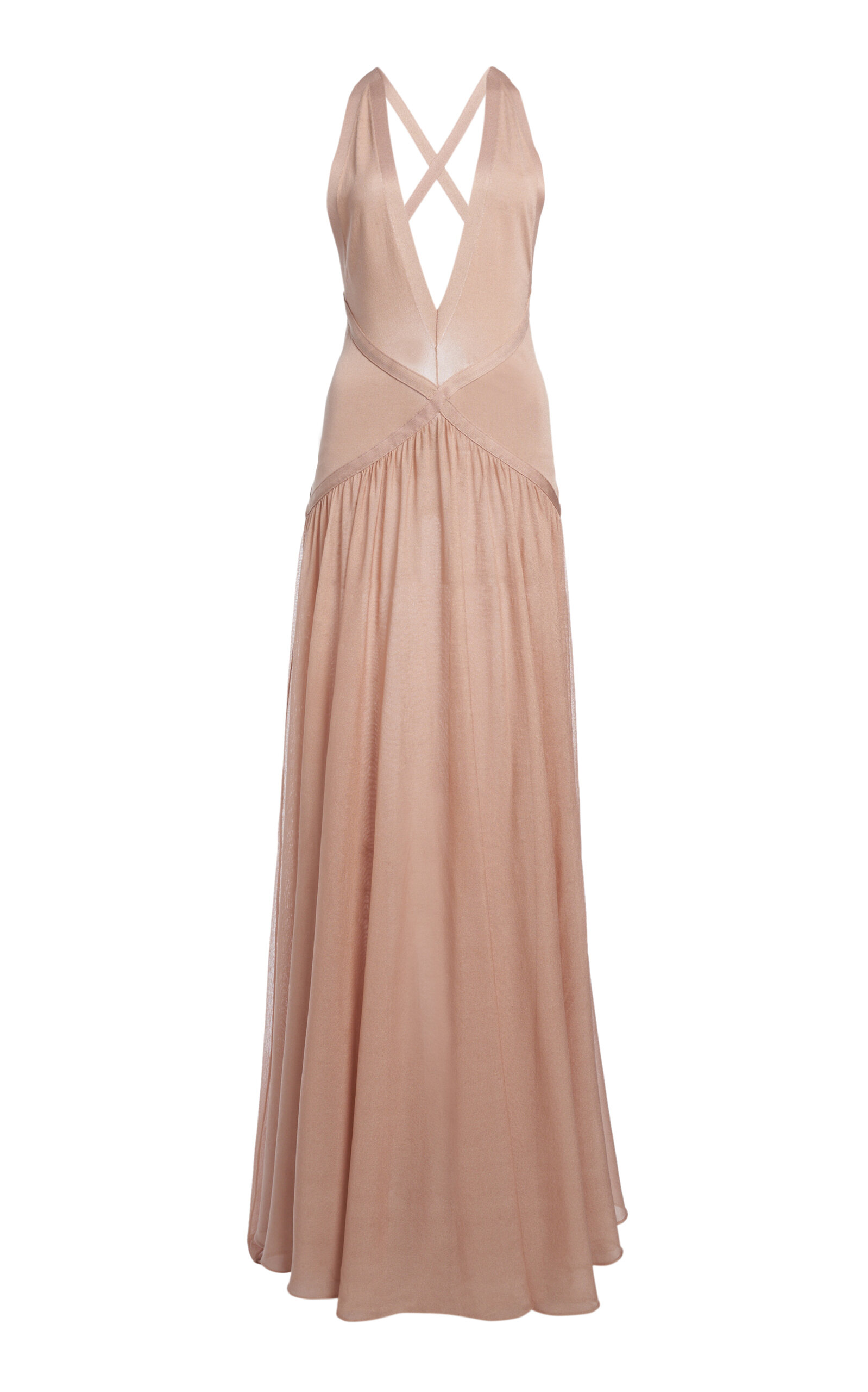 Tom Ford Plunging Open-back Gown In Light Pink