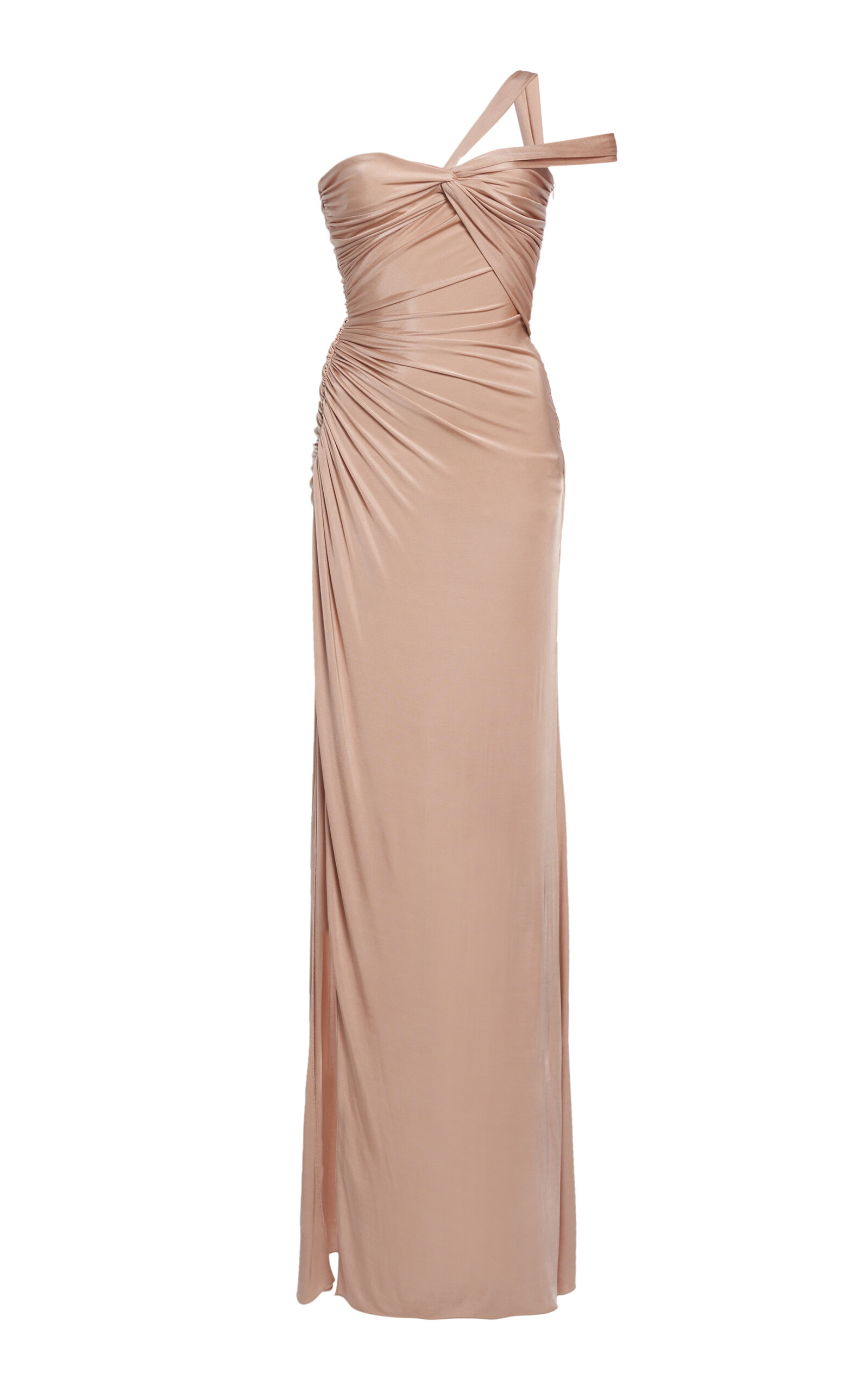 Tom Ford One-shoulder Twist-front Gown In Nude