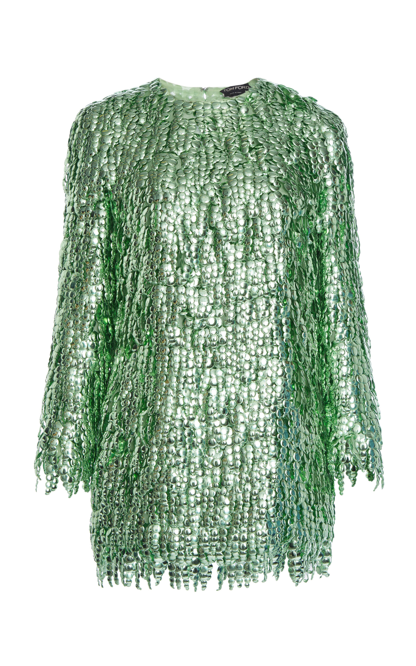 Tom Ford Sequined Organza Mini Dress In Green