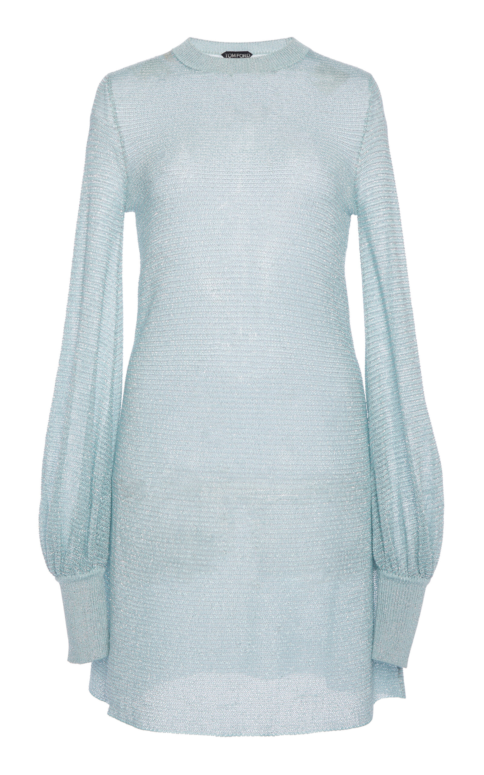 Tom Ford Metallic Lurex Mini Dress In Light Blue