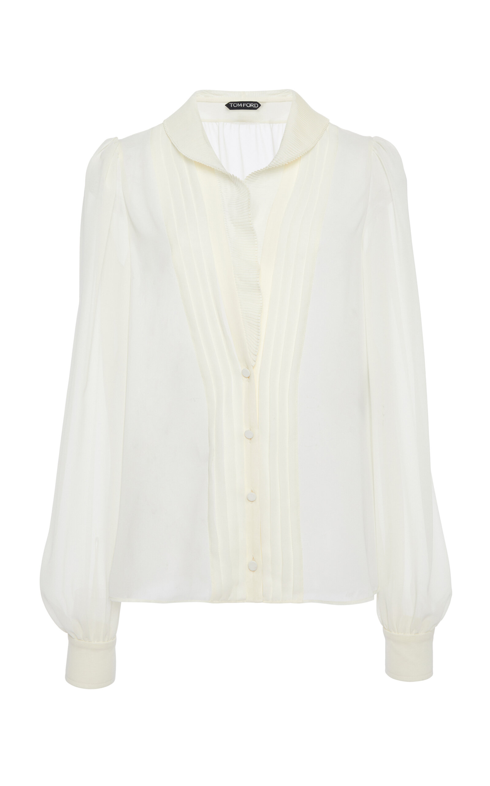 Tom Ford Plissé Georgette Blouse In White