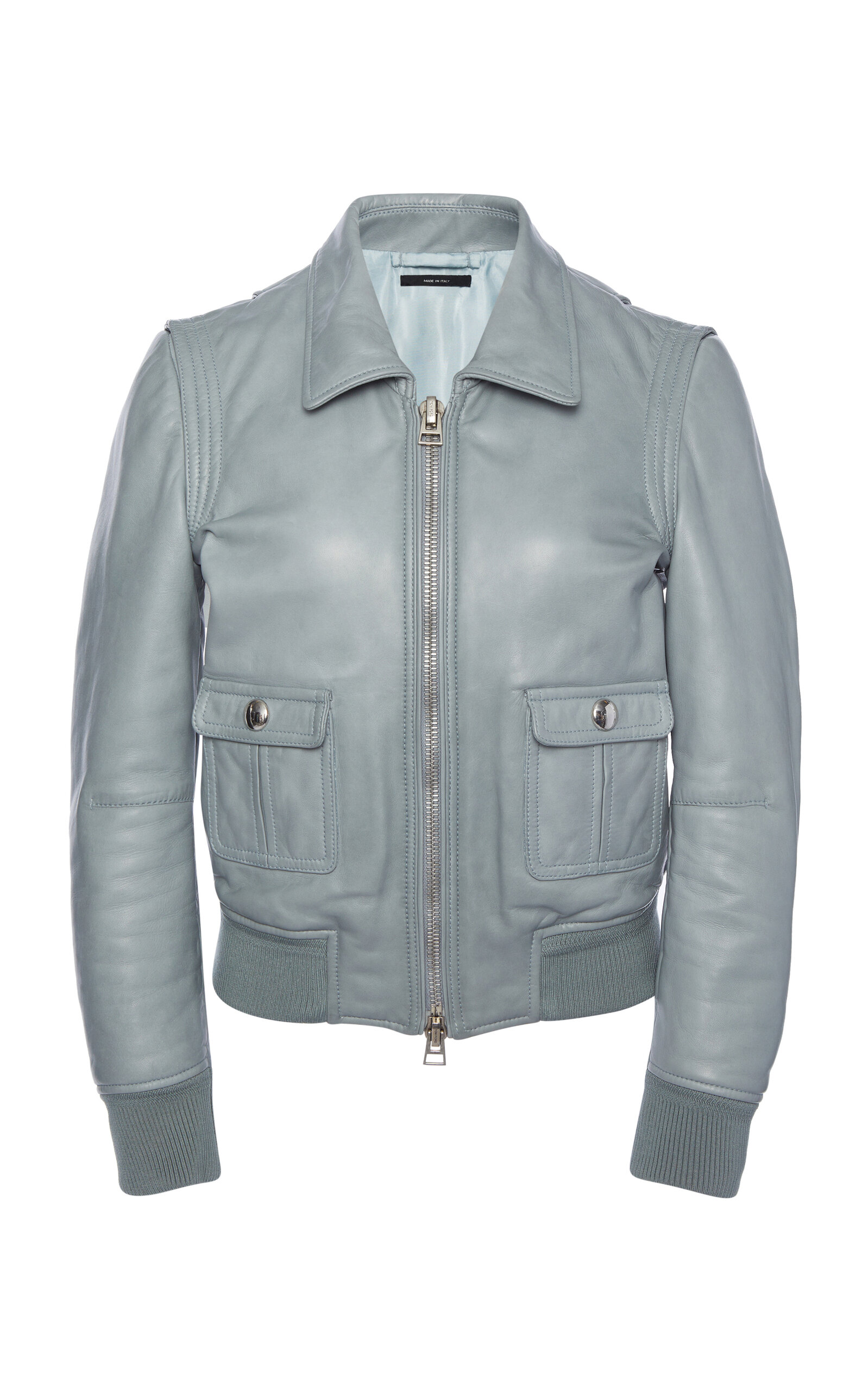 Tom Ford Pocket-detailed Leather Jacket In Blue