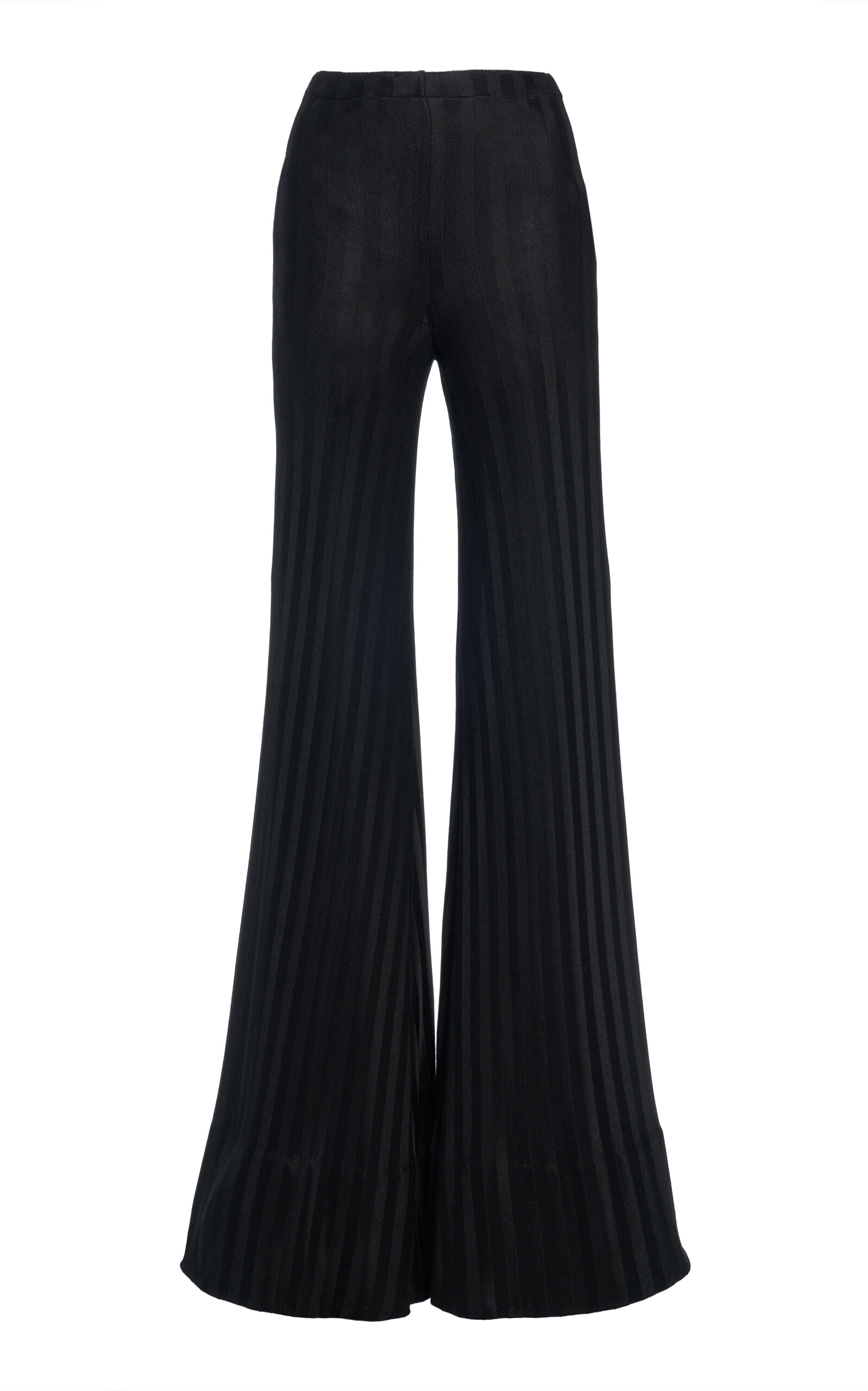 Tom Ford Herringbone Striped Flared Pants In Black