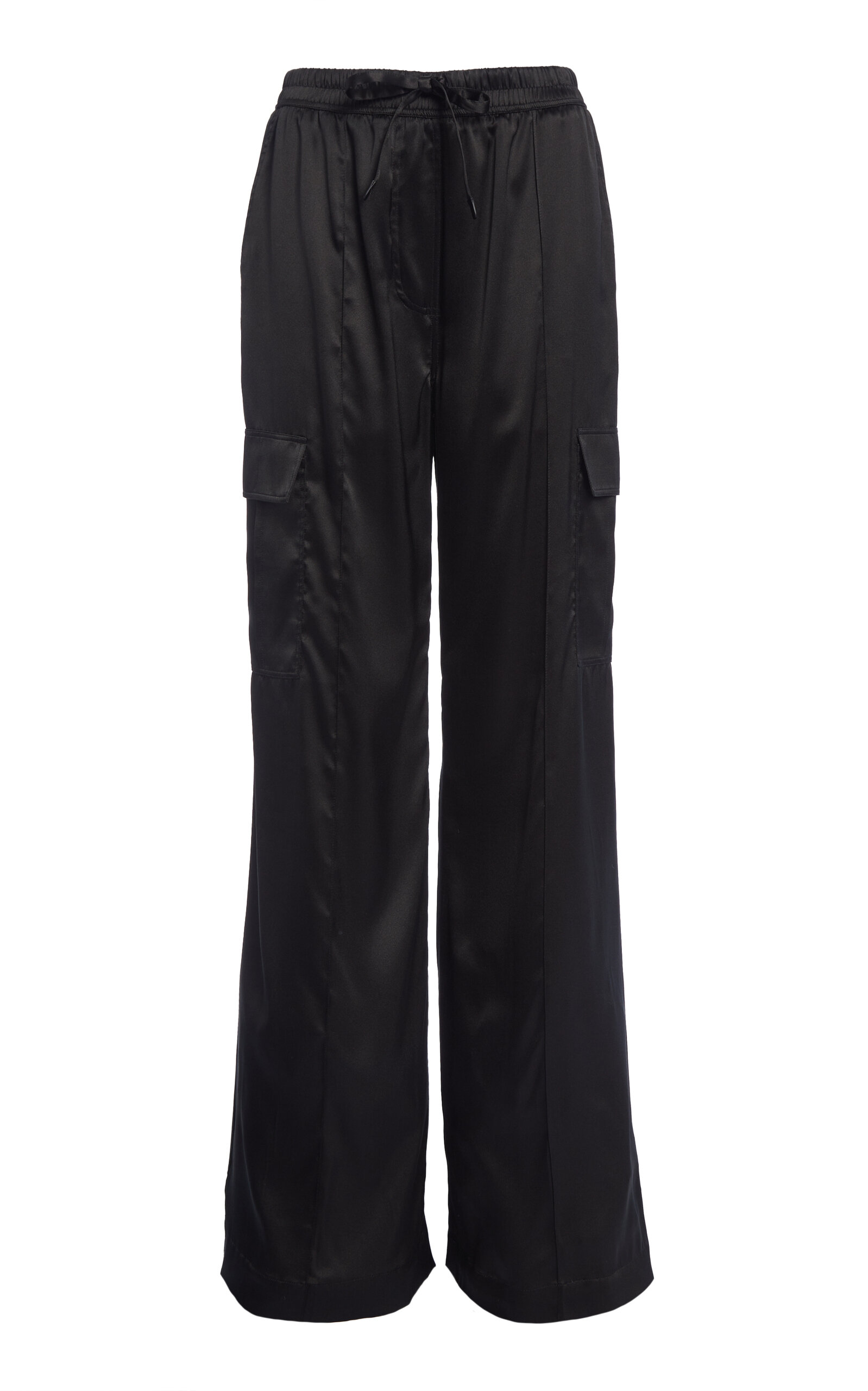 Tom Ford Cargo-pocket Silk-satin Pajama Pants In Black