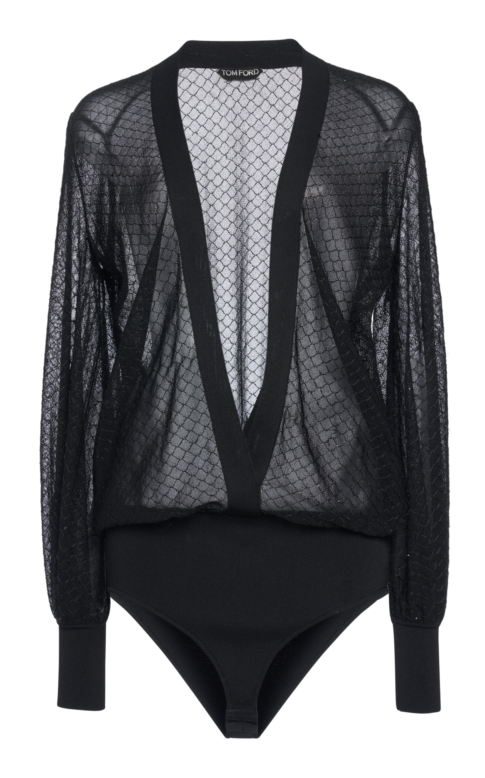 Tom Ford Paillette Mesh Playsuit In Black