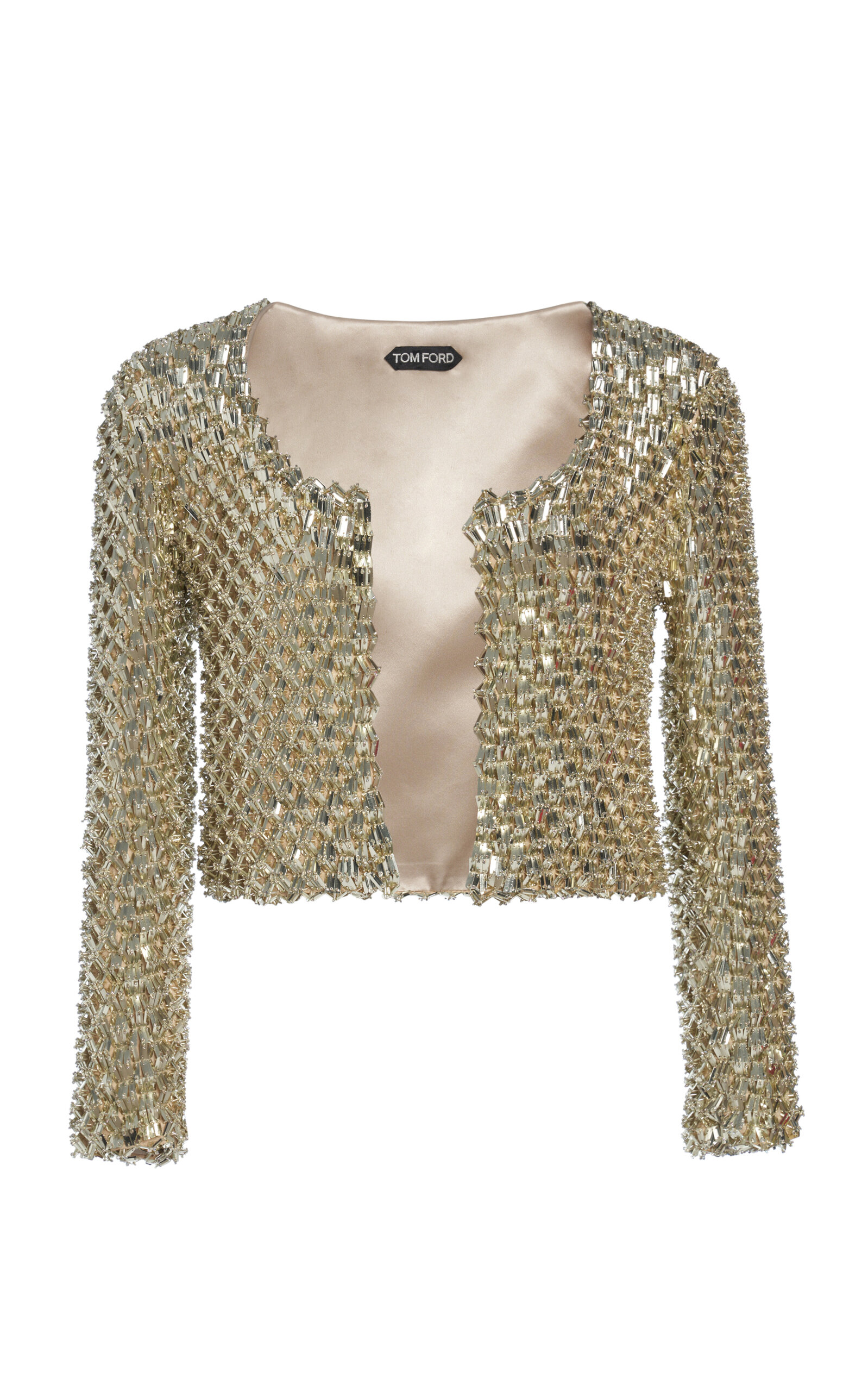 Tom Ford Sequined Silk Jacket In Gold