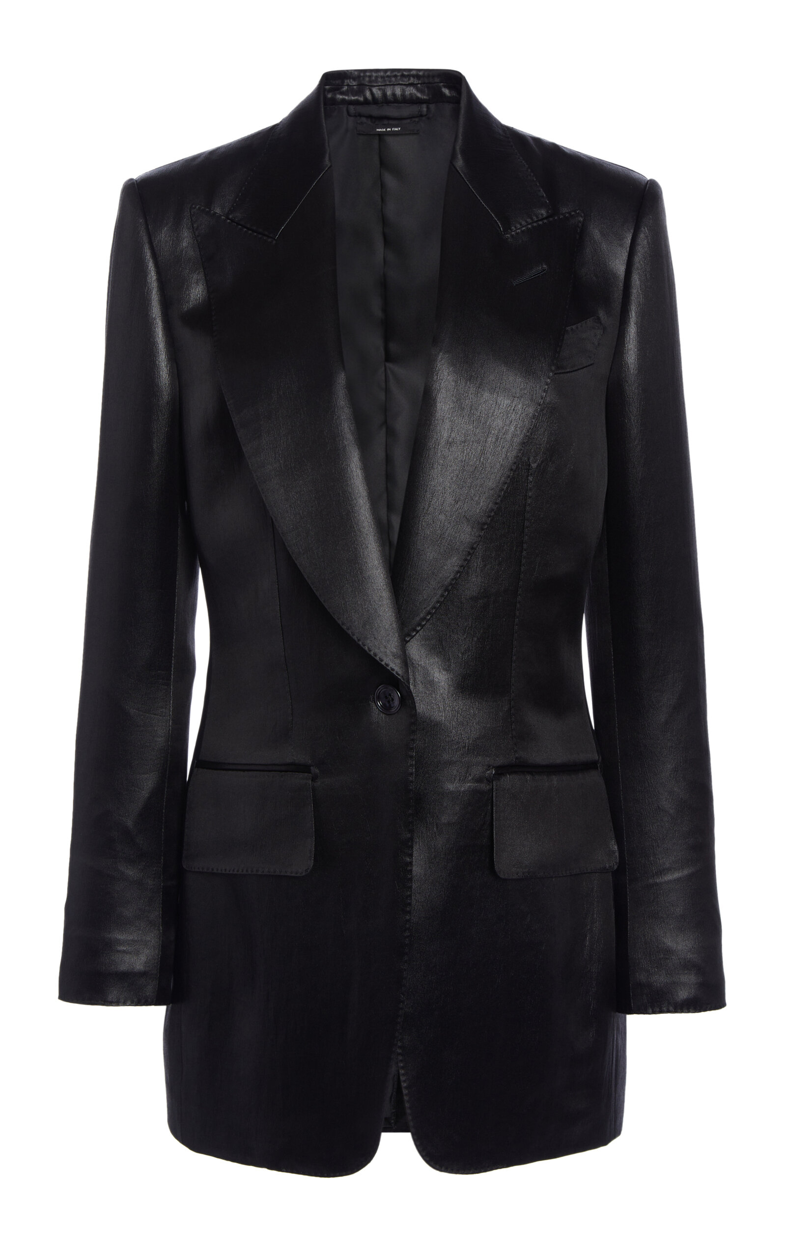 Tom Ford Single-breasted Satin Jacket In Black