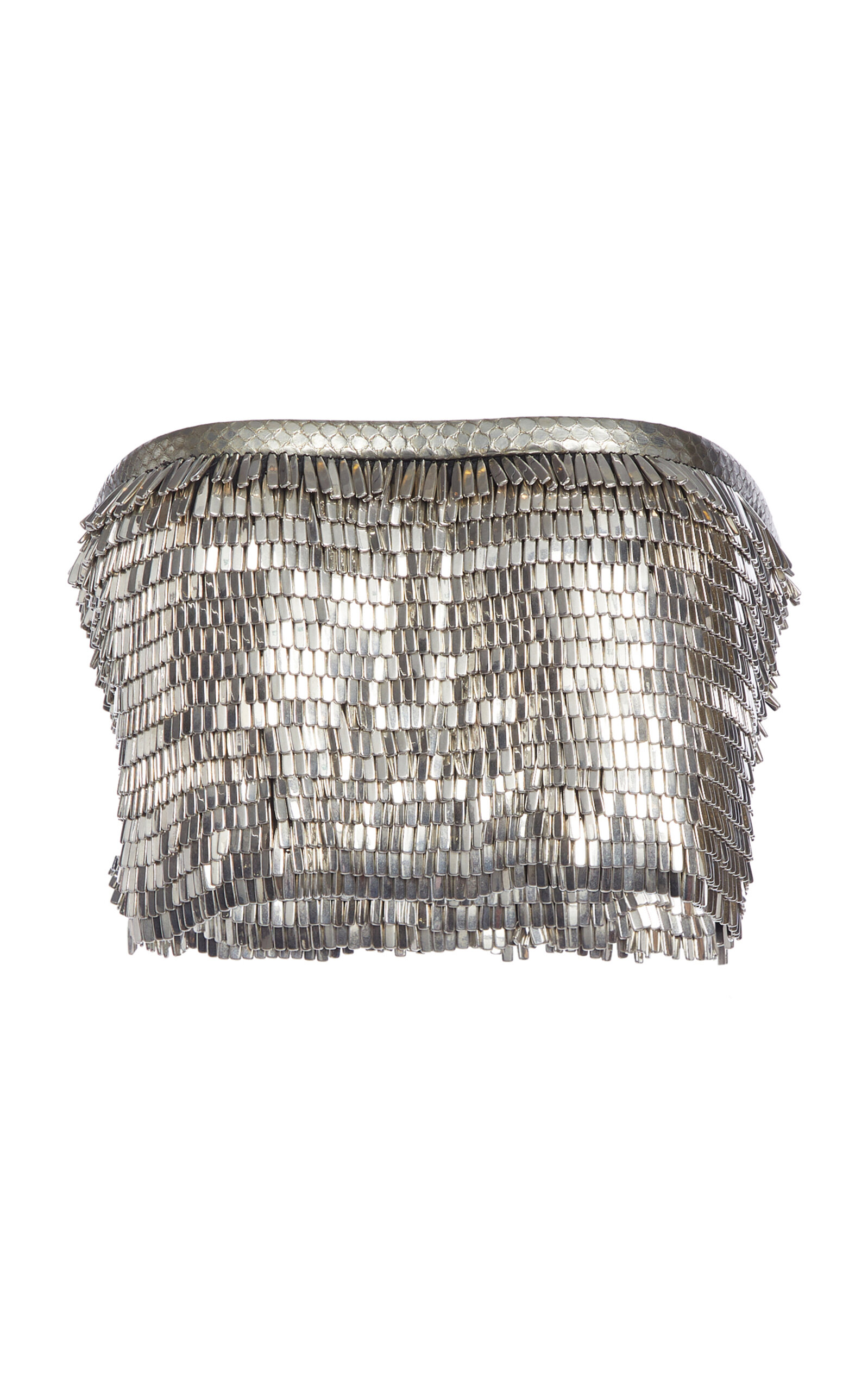 Tom Ford Metallic Fringed Strapless Top In Silver