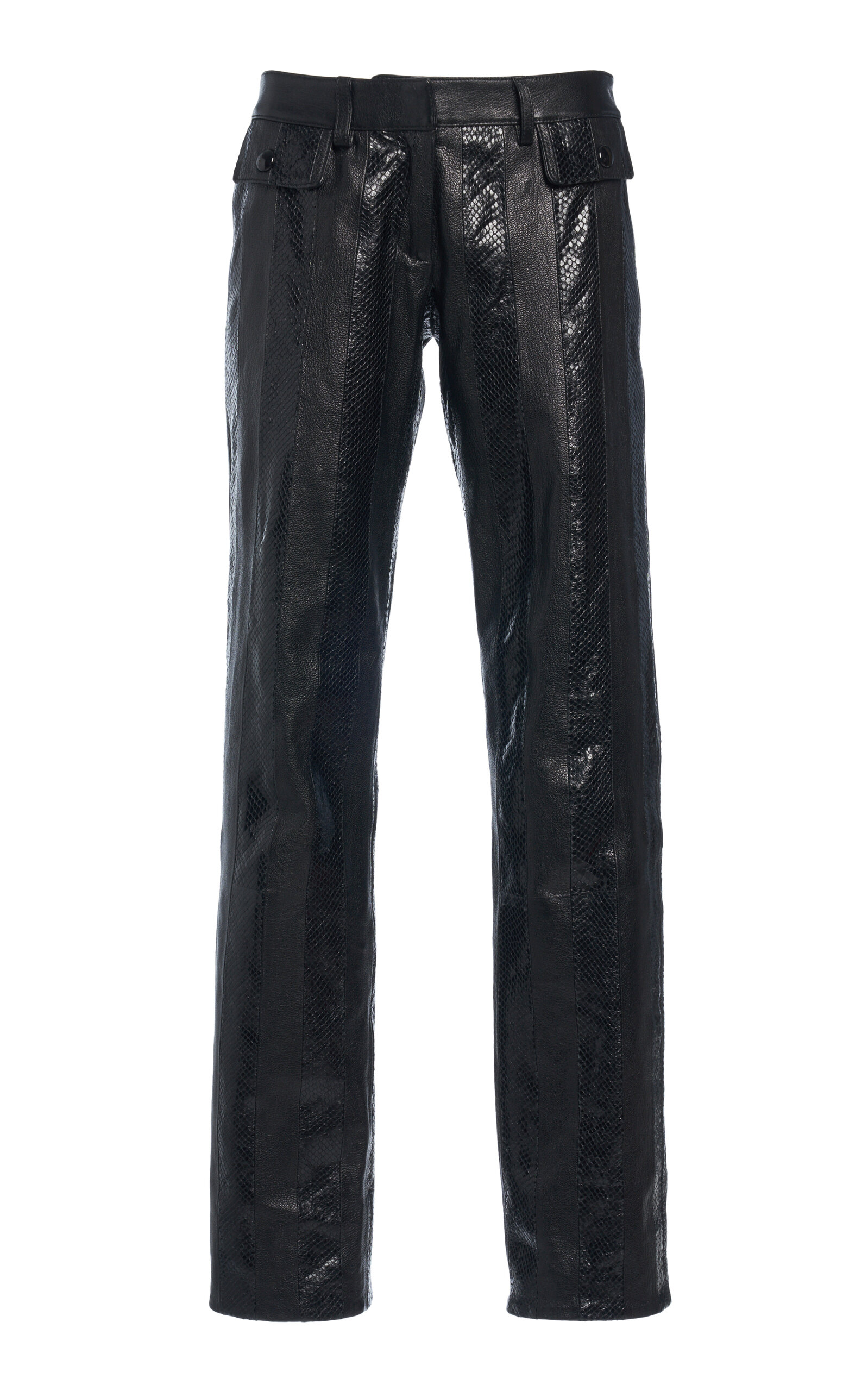 Tom Ford Patchwork Leather Skinny Pants In Black