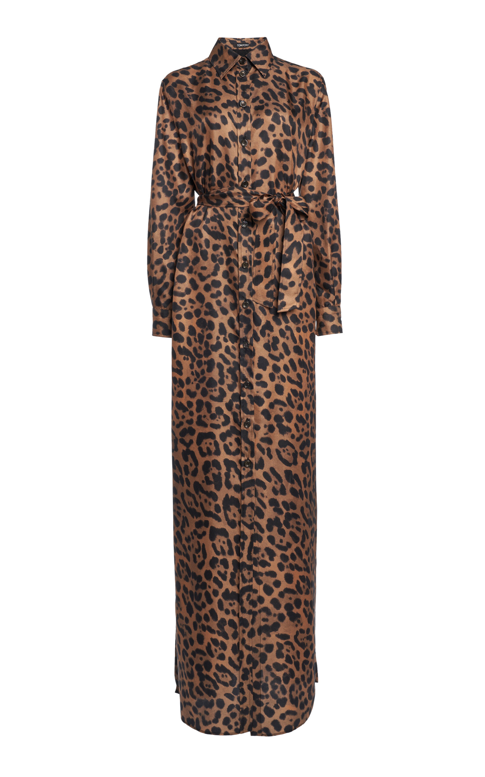 Tom Ford Printed Silk-twill Maxi Shirt Dress In Animal