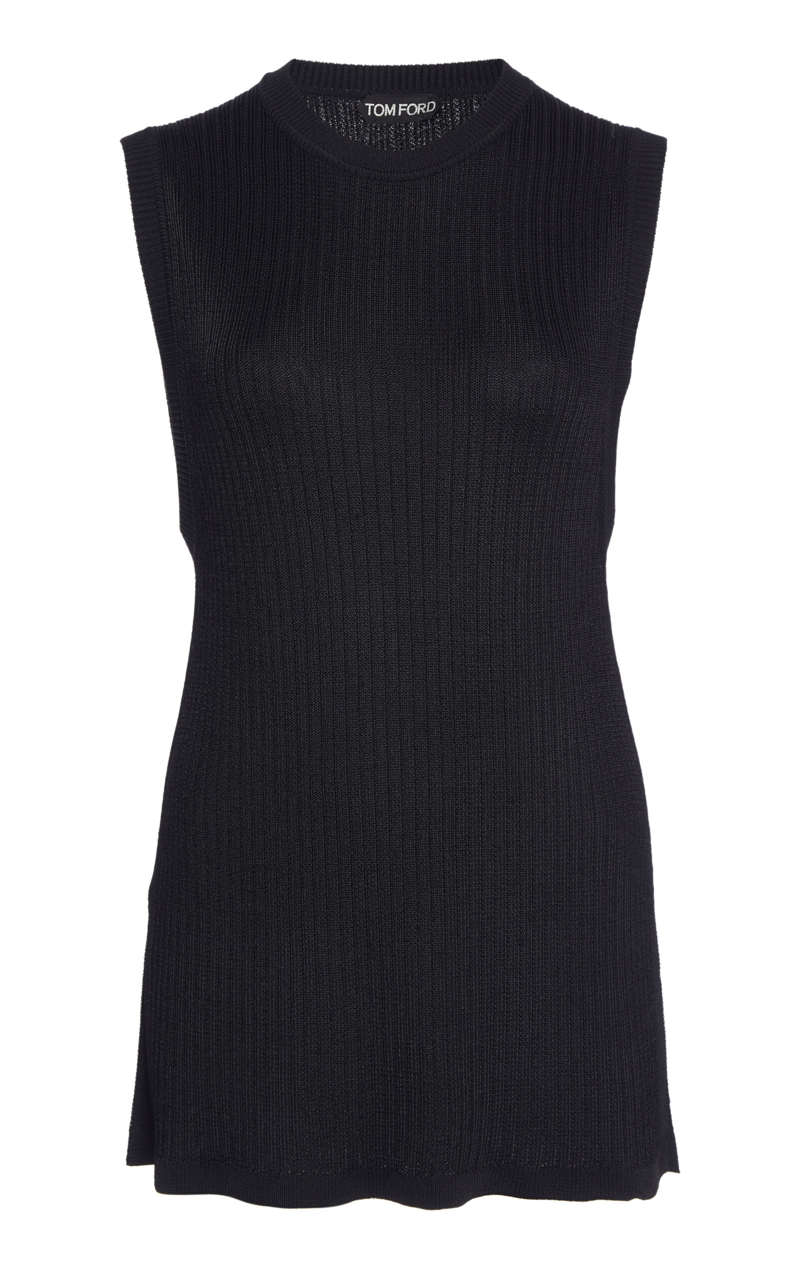 Tom Ford Side-slit Ribbed Top In Black