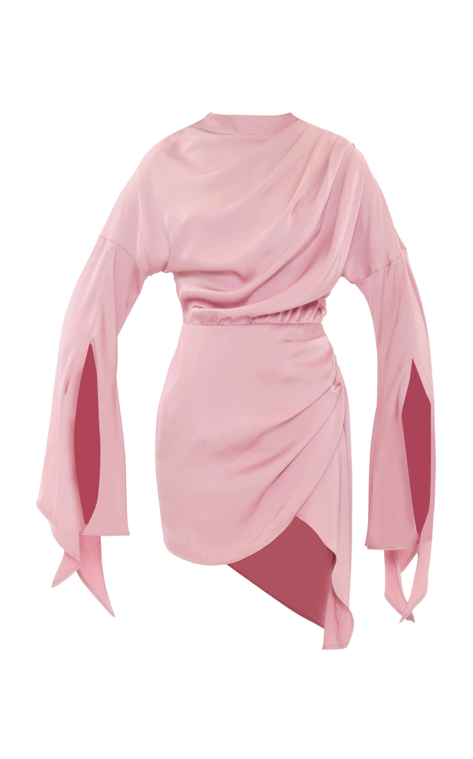 Andrea Iyamah Ruched Flared Sleeve Mini Dress In Pink