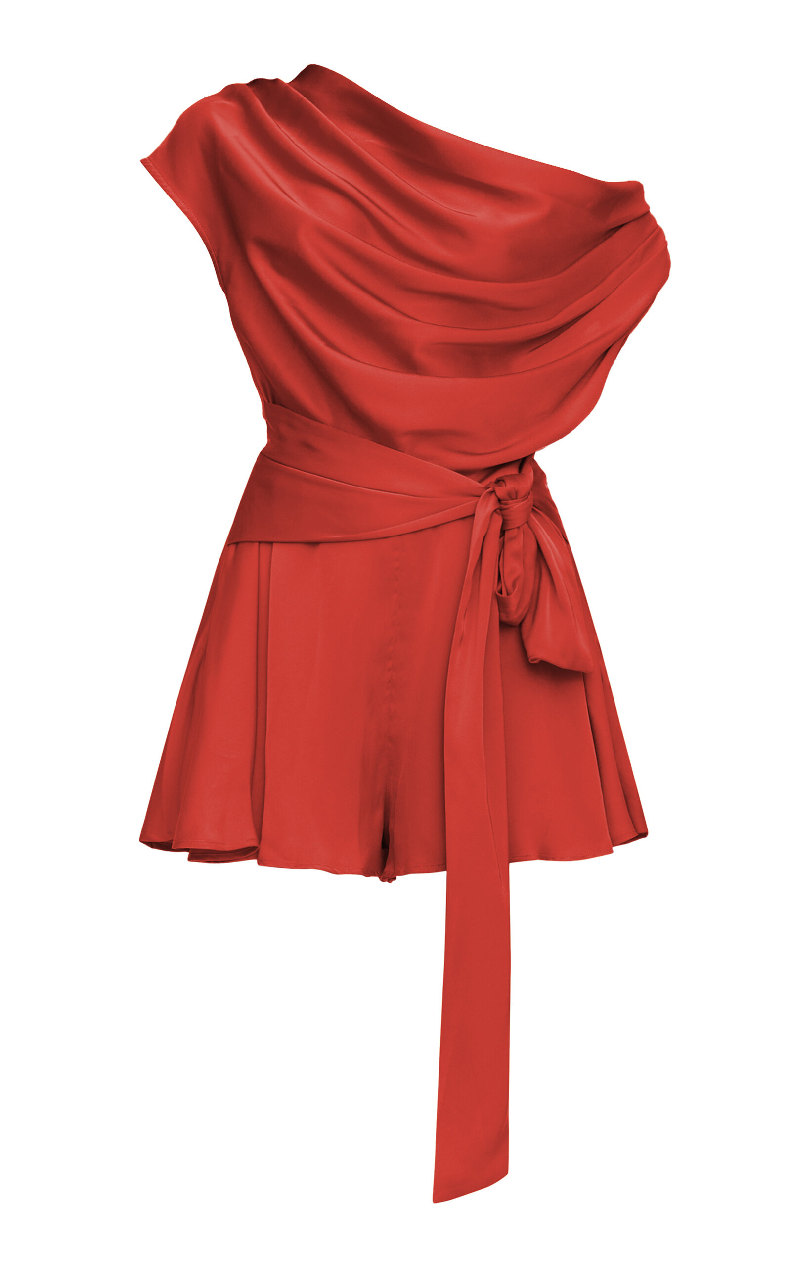 Andrea Iyamah Edah Draped Romper In Red