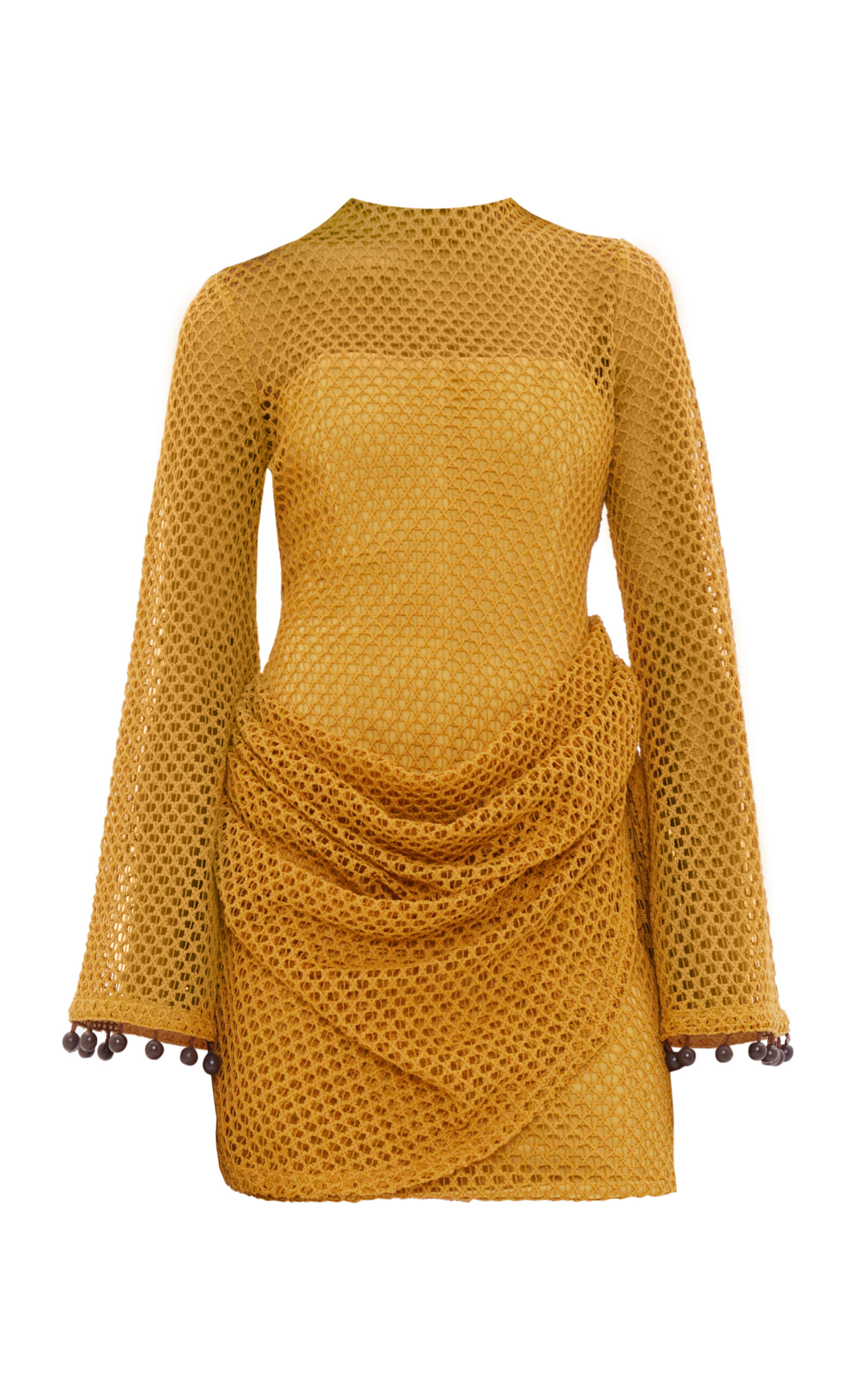 Andrea Iyamah Egu Layered Crochet Mini Dress In Orange