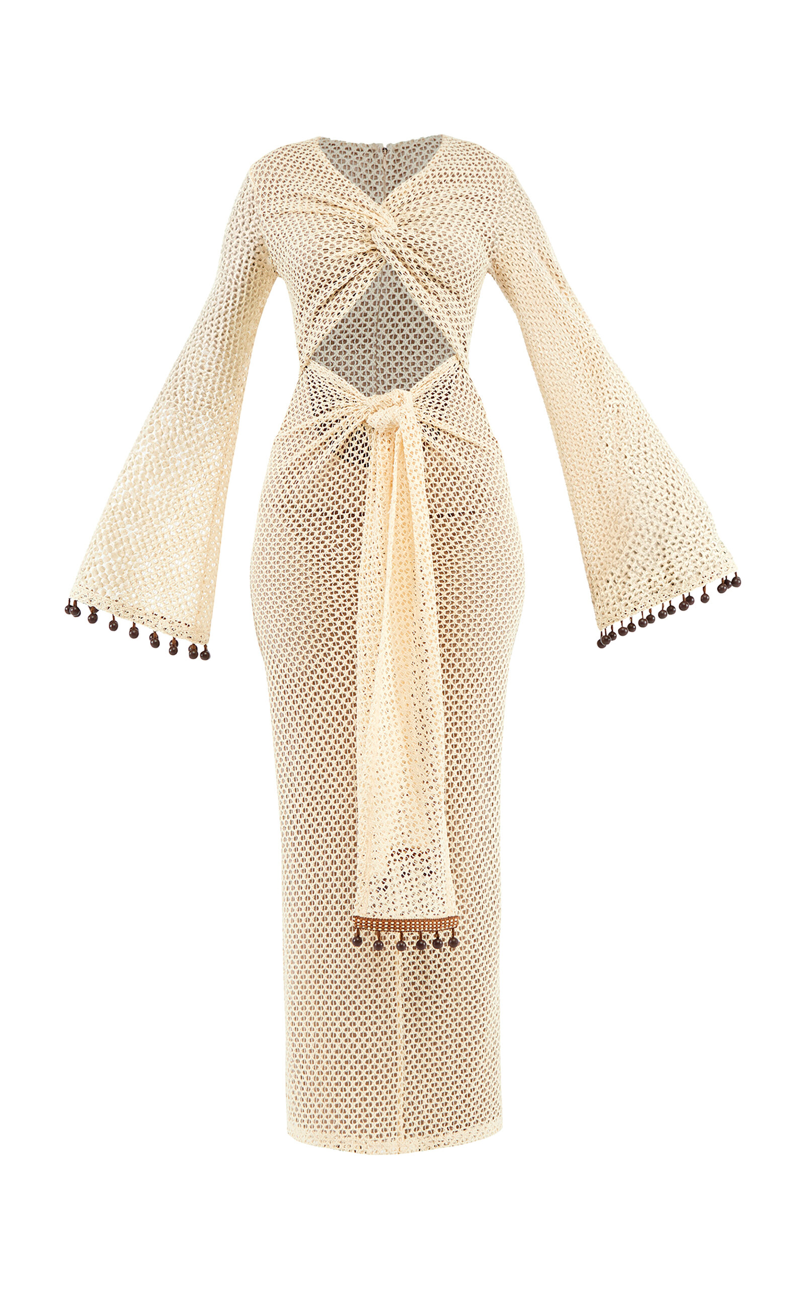 Andrea Iyamah Twisted Crochet Maxi Dress In Ivory