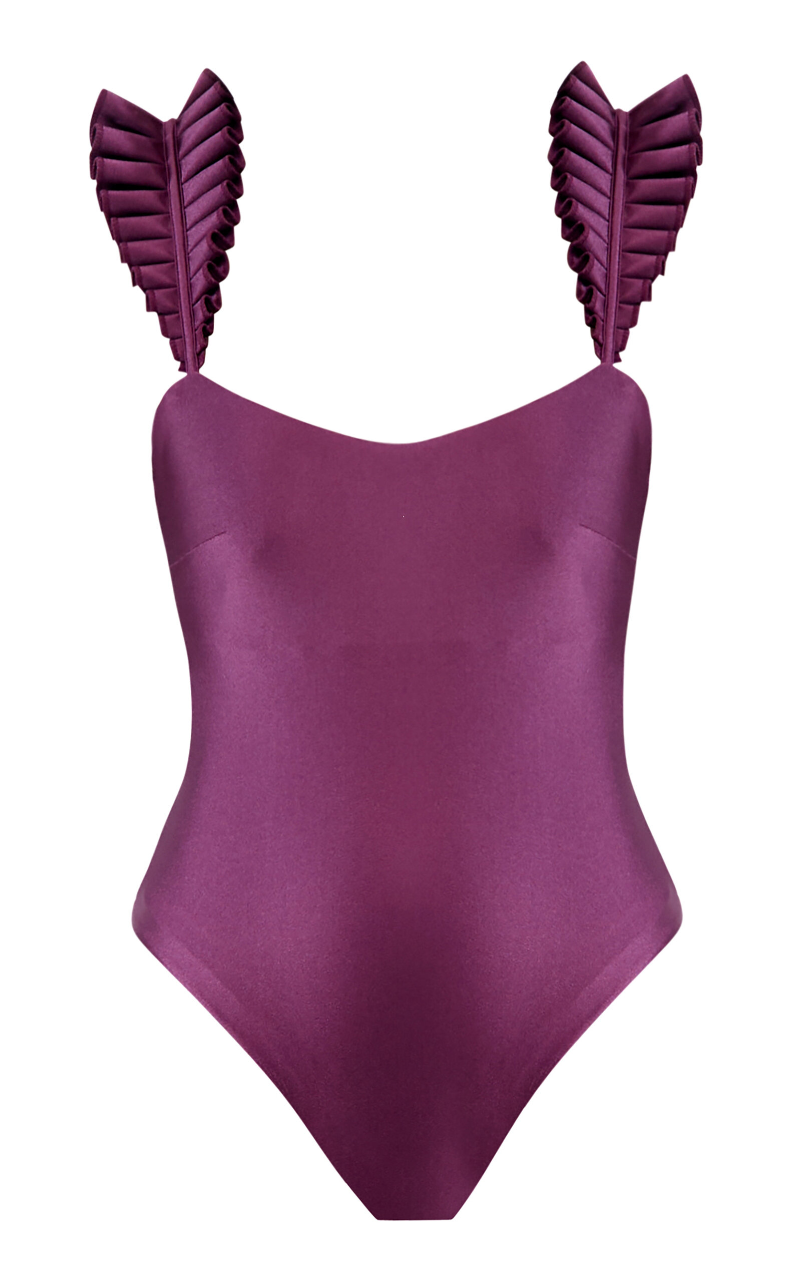 Andrea Iyamah Ruffled Straps One-piece Swimsuit In Purple