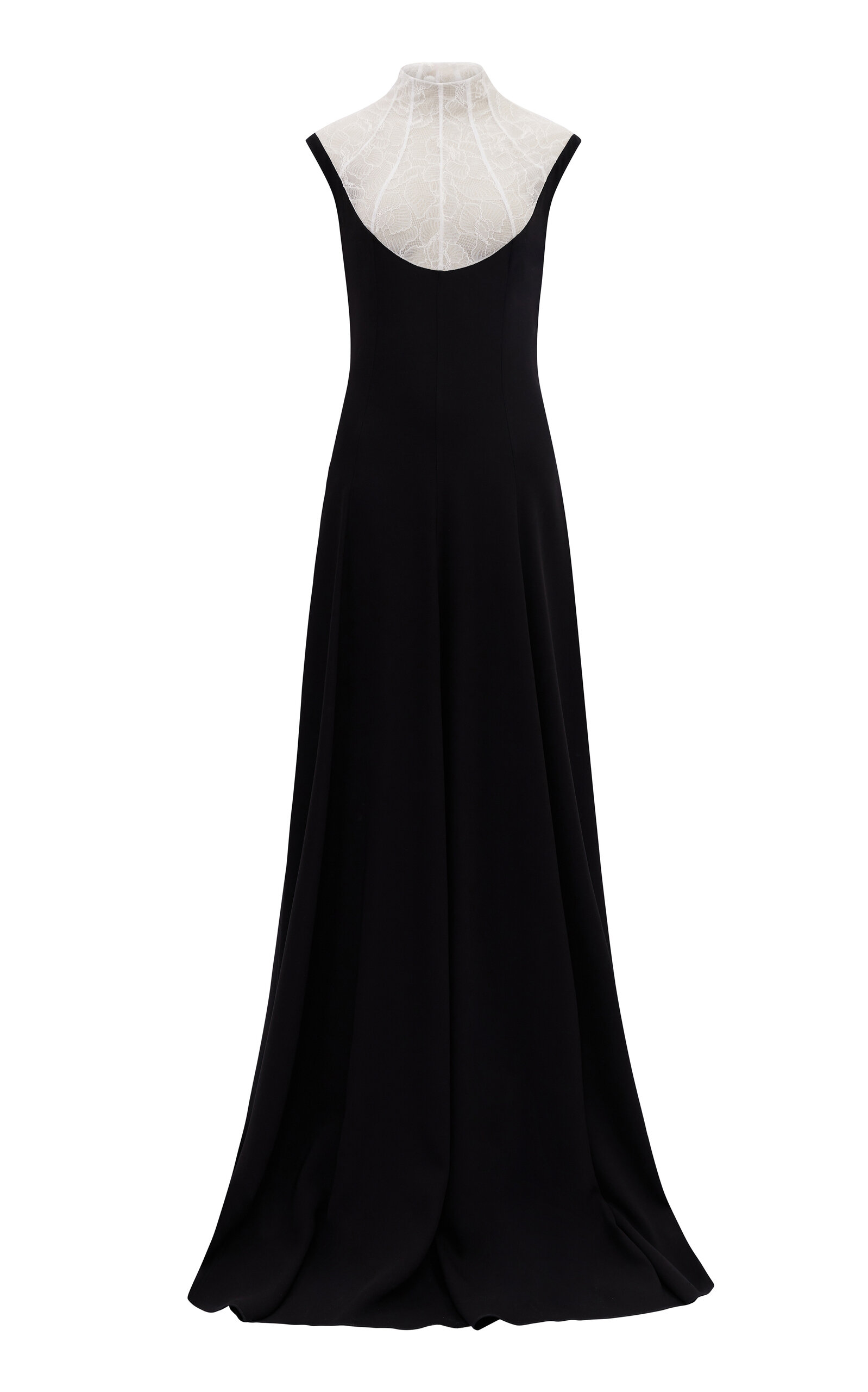 Shop Harithand Marella Lace-crepe Maxi Dress In Black,white