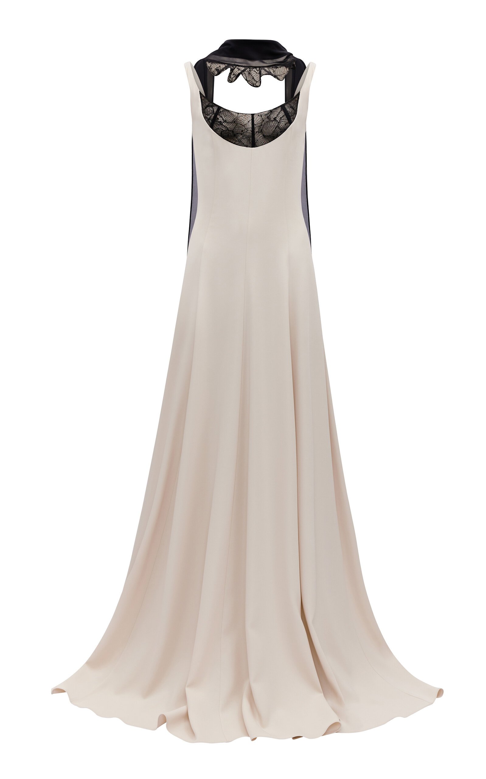 Shop Harithand La Lune Silk Crepe Pleated Gown In Black,white