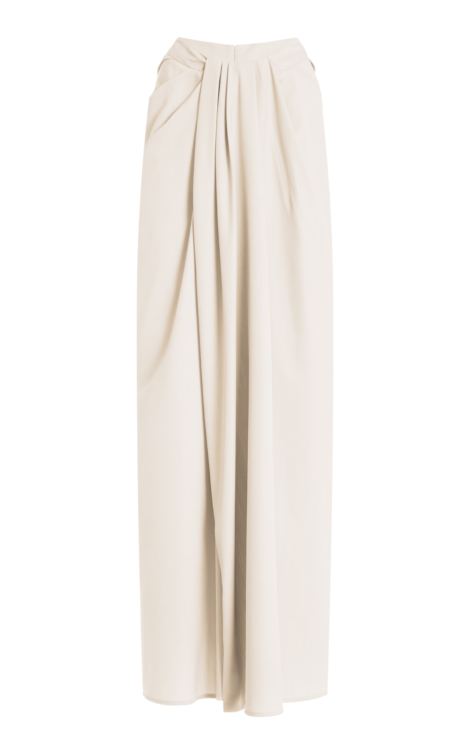 Shop Atelier Prabal Gurung Hand Draped Slub Linen Wool Sari Pants In White