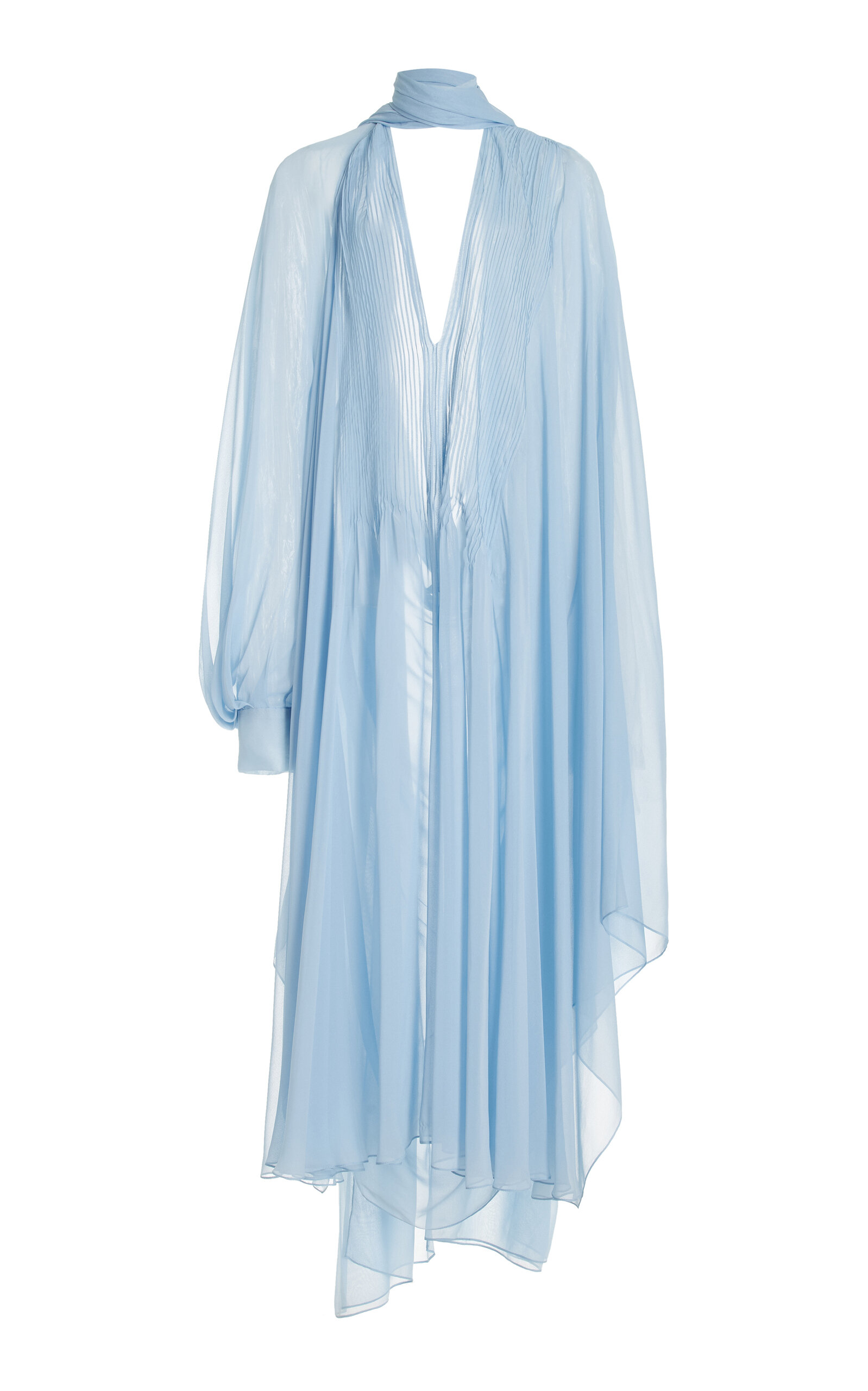 Shop Atelier Prabal Gurung Hand Pleated Plisse Kurta Dress In Blue