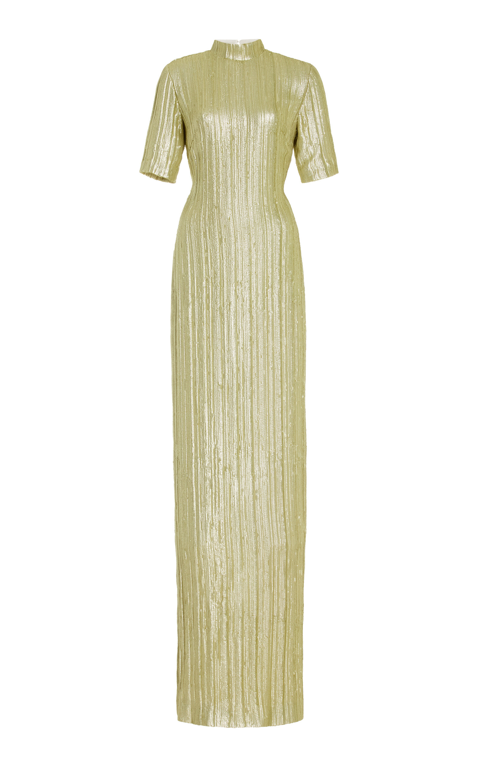 Shop Atelier Prabal Gurung Laura Plisse Sequined Gown In Green