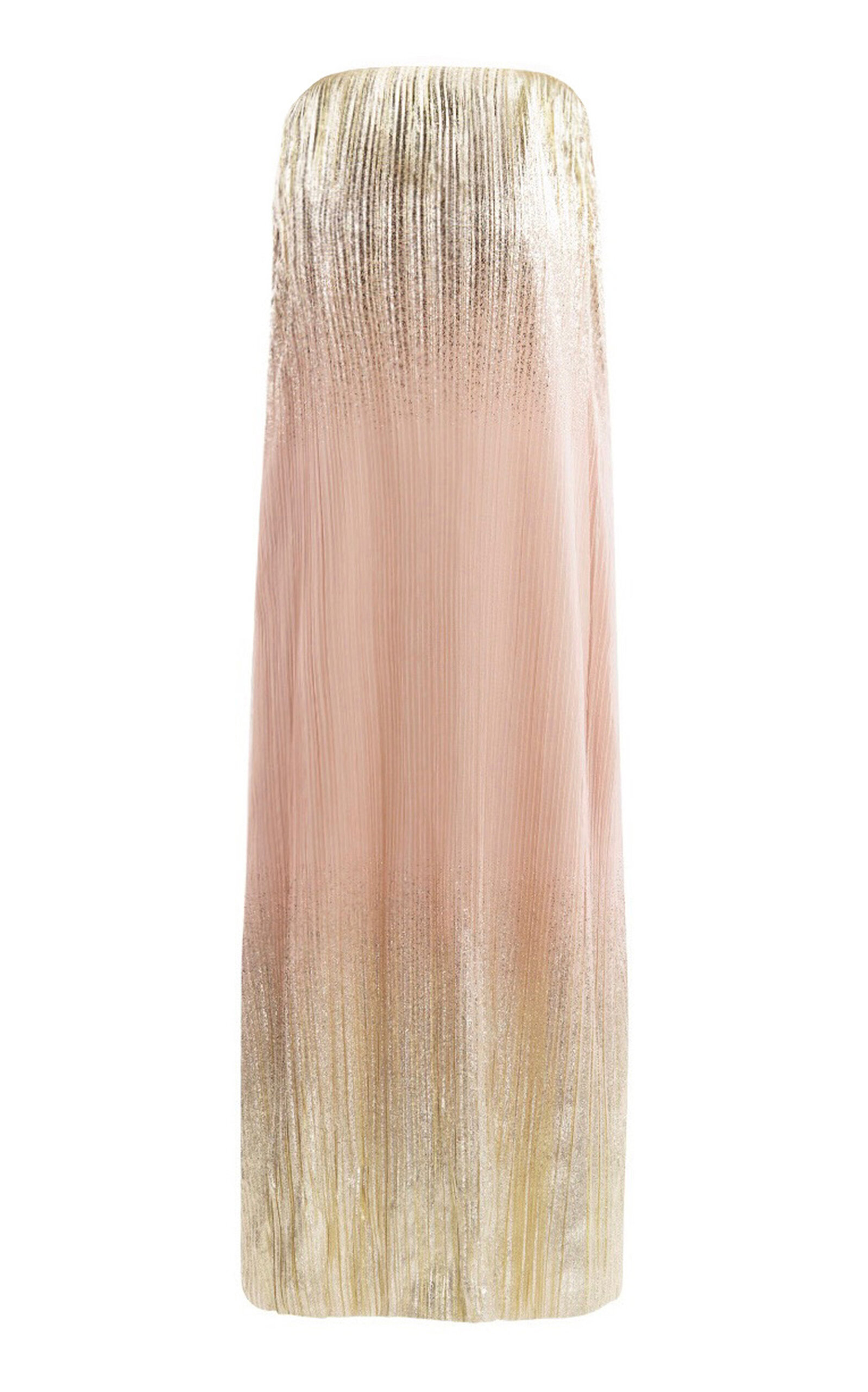 Shop Dima Ayad Metallic Strapless Dress In Gold