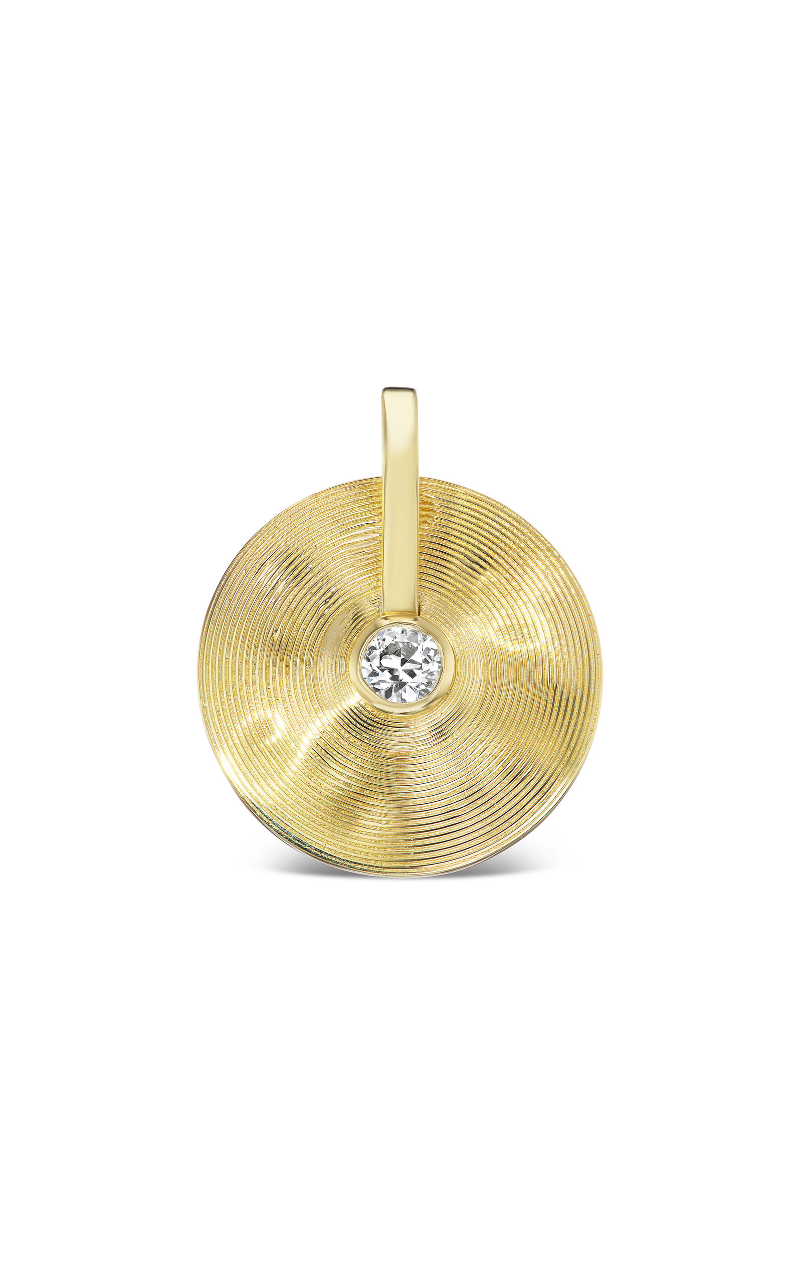 18k Yellow Gold Cymbal Pendant Small in Antique Diamond