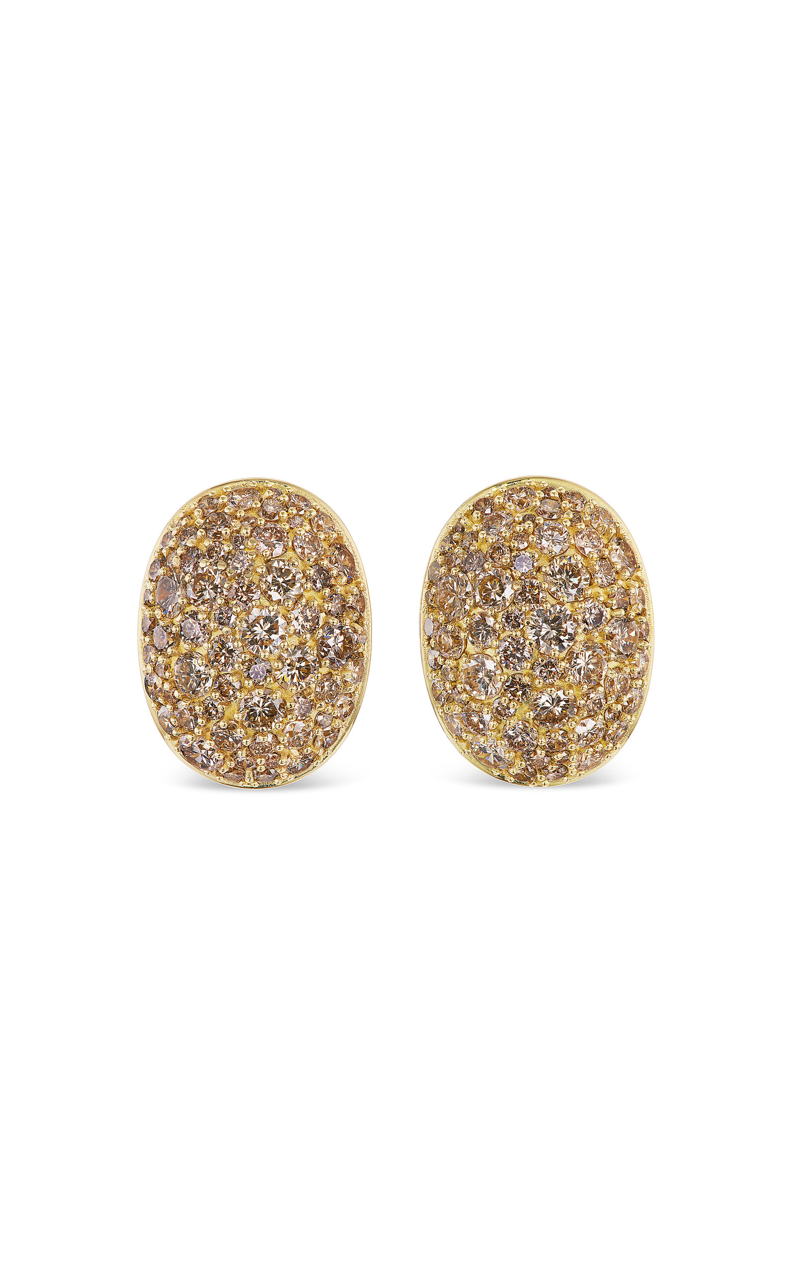 18k Yellow Gold Bubble Studs Champagne Diamond