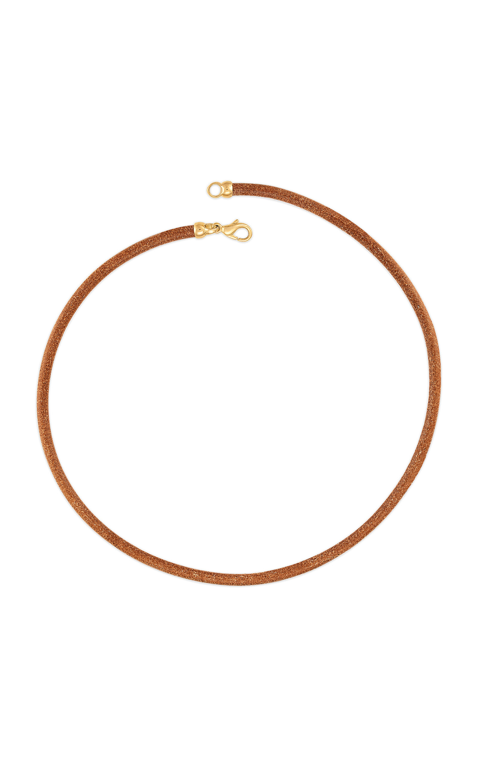 Shop Jade Ruzzo 18k Yellow Gold Leather Cord Wide Cognac In Brown