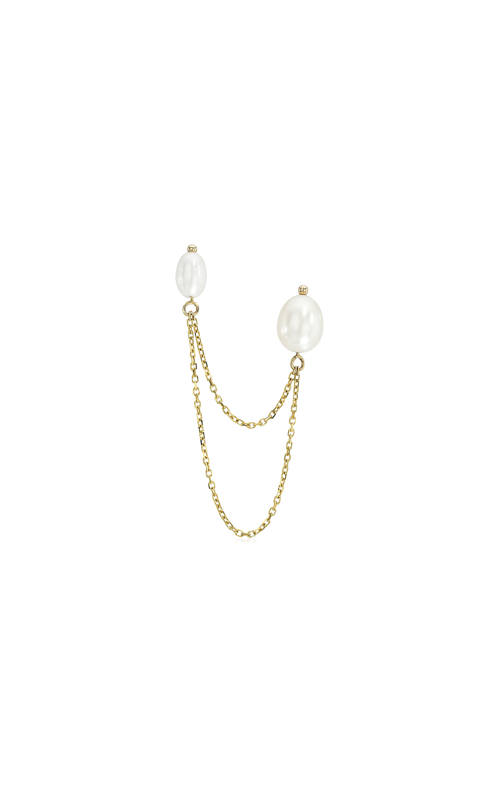 WHITE/SPACE BELLA 14K YELLOW GOLD PEARL SINGLE EARRING 